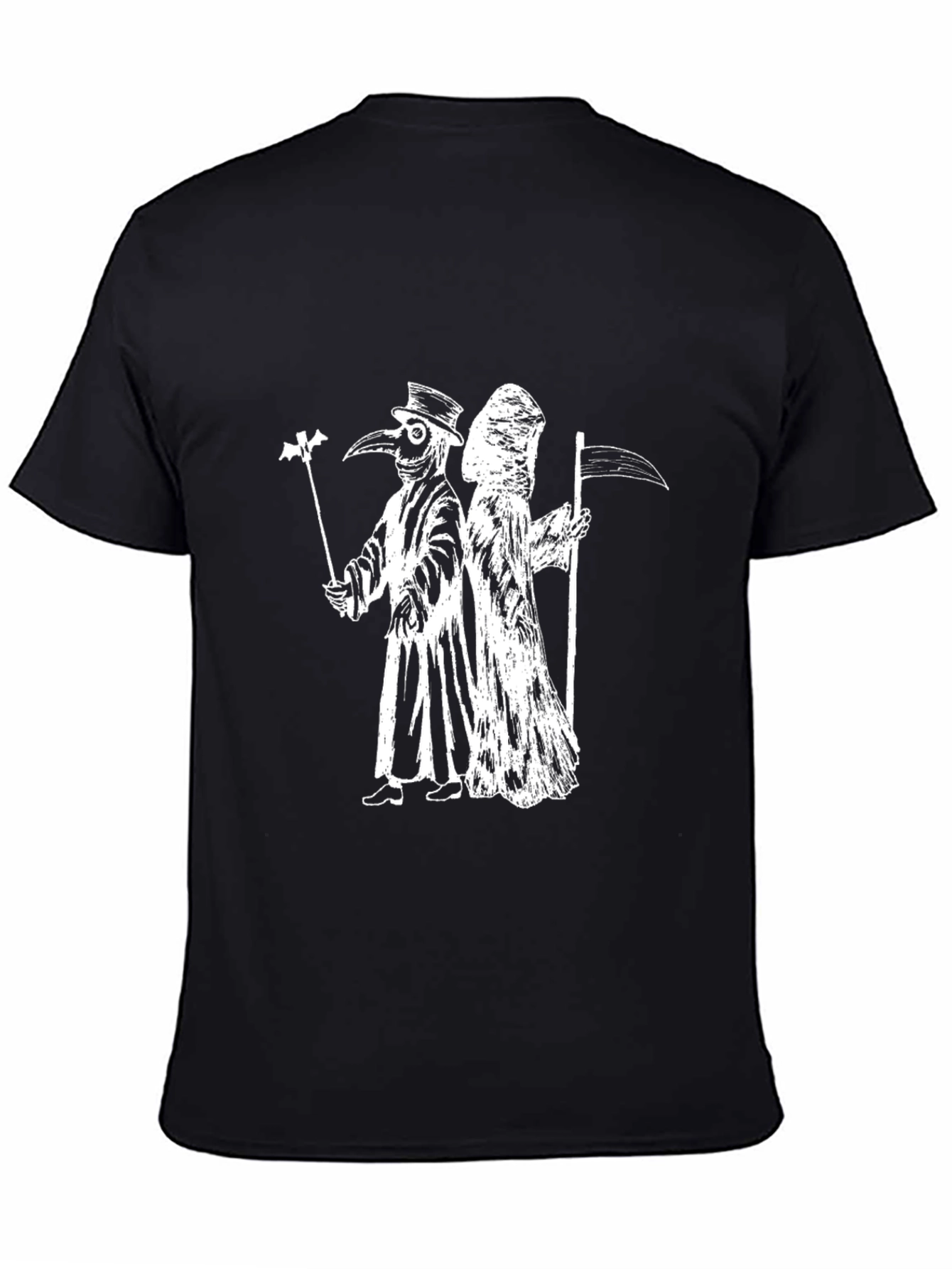 Plague Doctor & Grim Reaper Black Graphic Tee