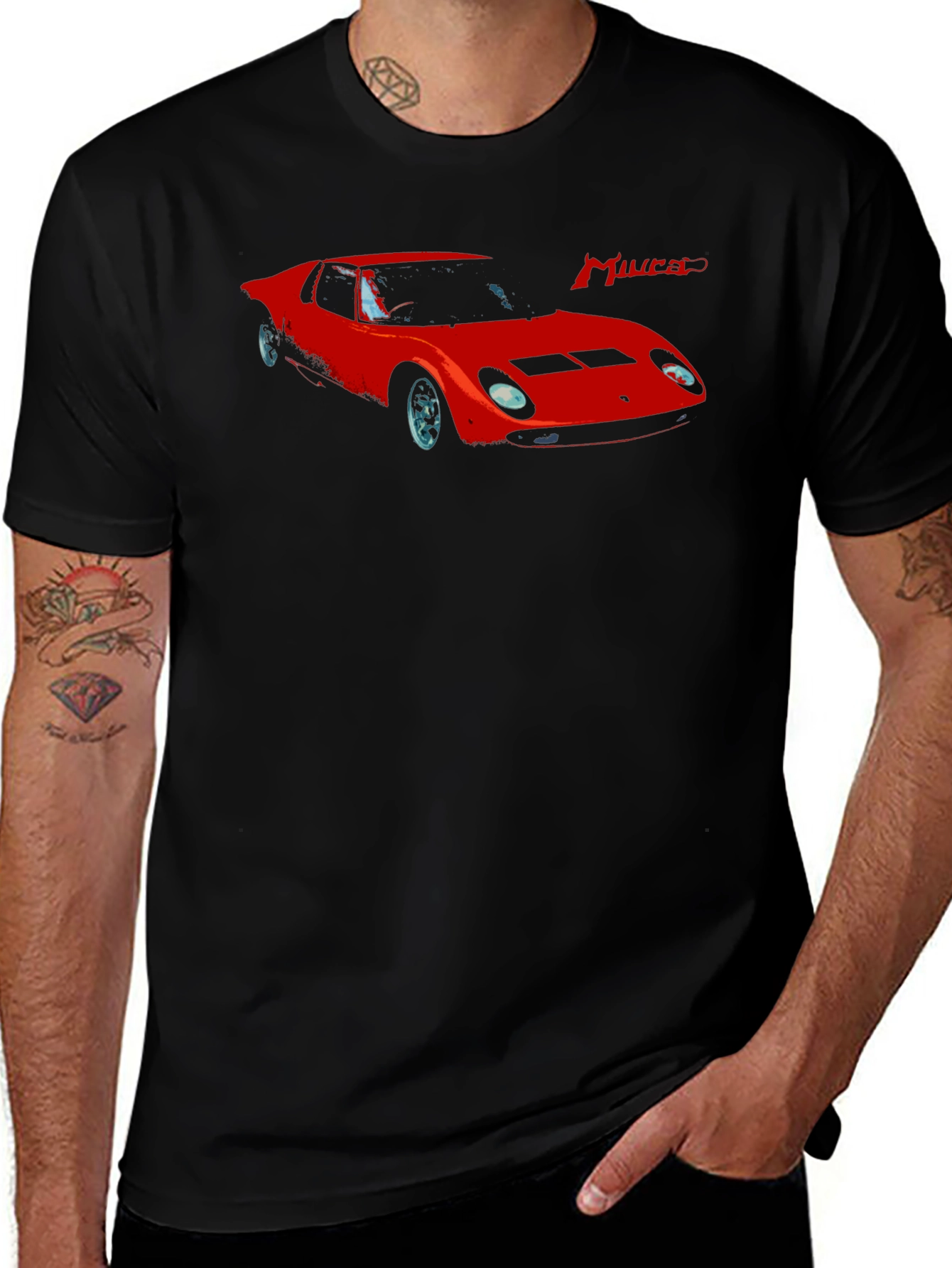 Miura Car Graphic T-Shirt - Stylish Classic Car Tee
