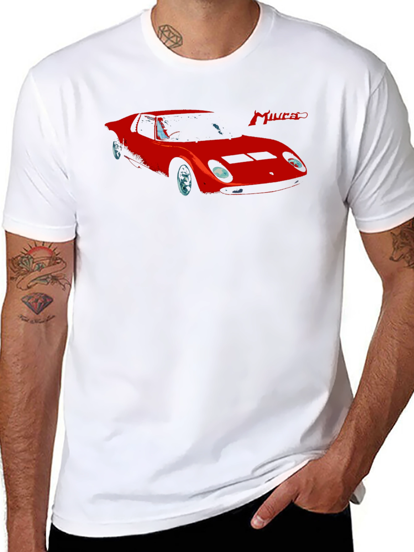 Miura Car Graphic T-Shirt - Stylish Classic Car Tee