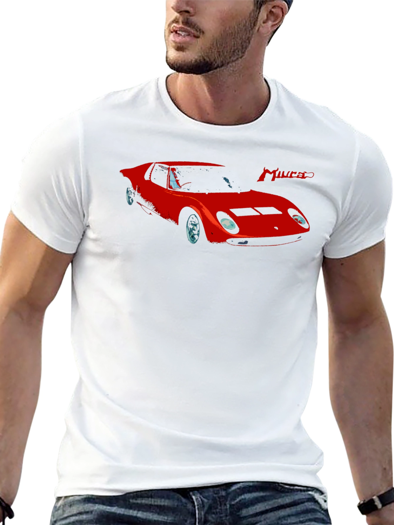 Miura Car Graphic T-Shirt - Stylish Classic Car Tee