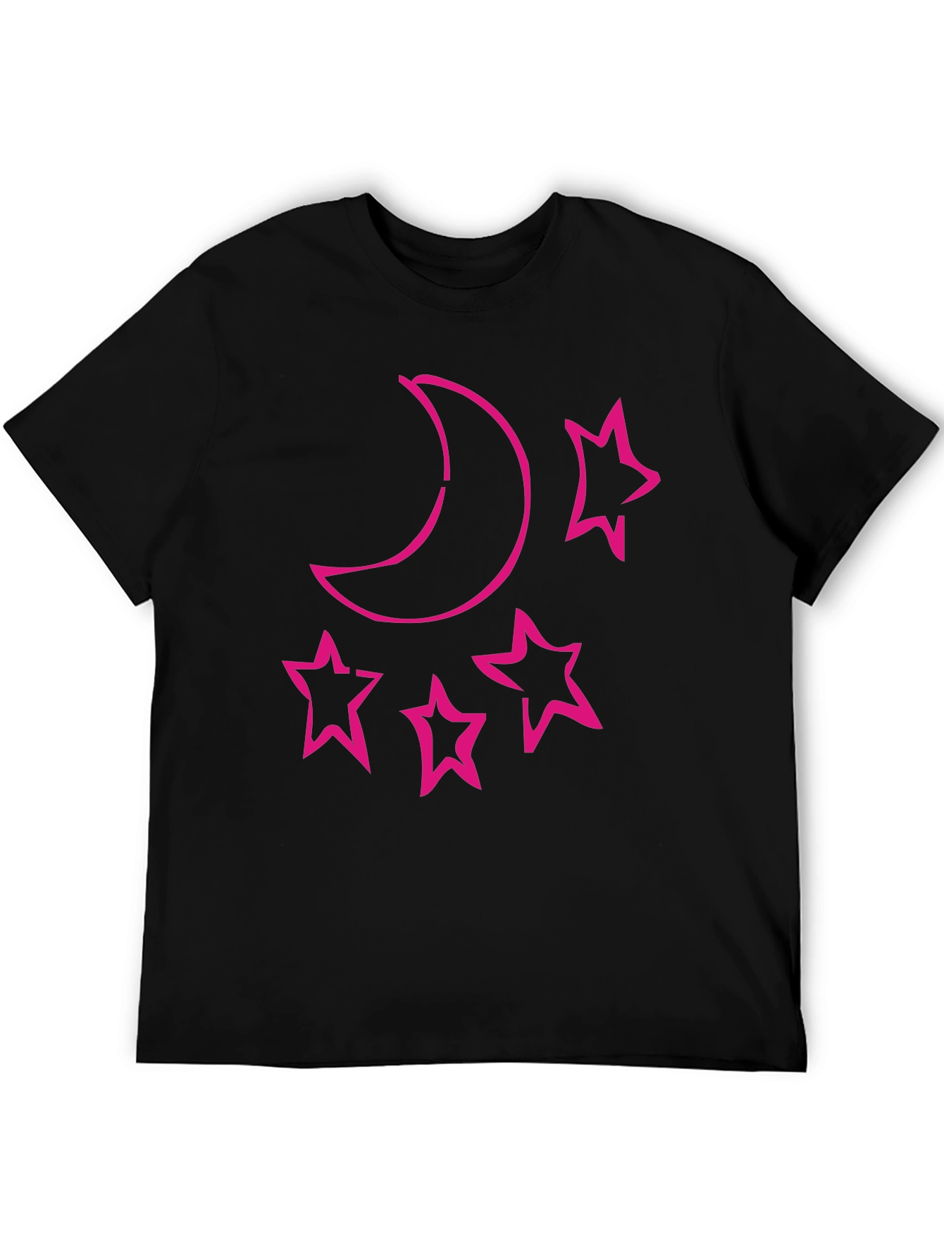 Moon & Stars Graphic Tee - Black Cotton T-Shirt