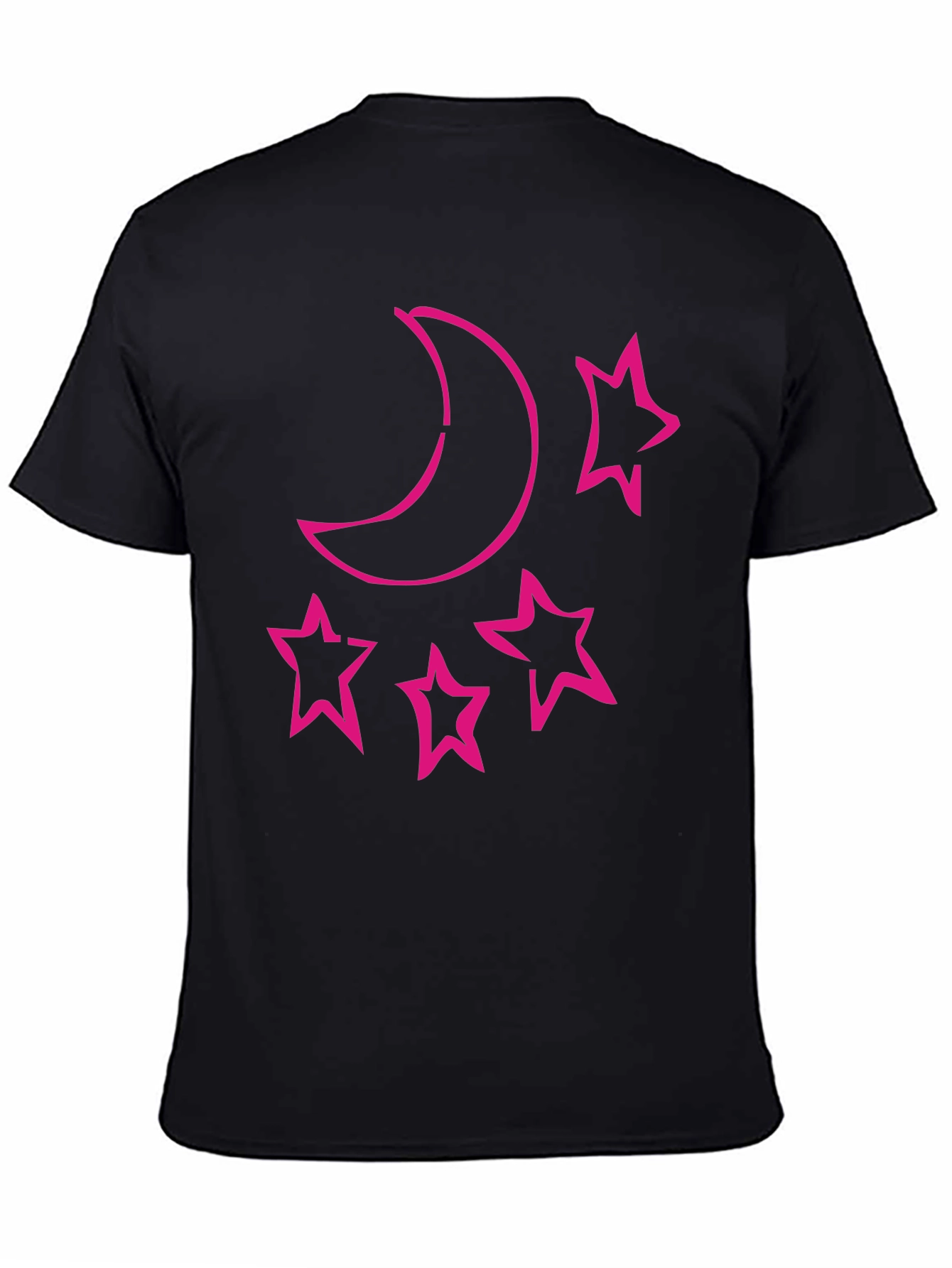 Moon & Stars Graphic Tee - Black Cotton T-Shirt