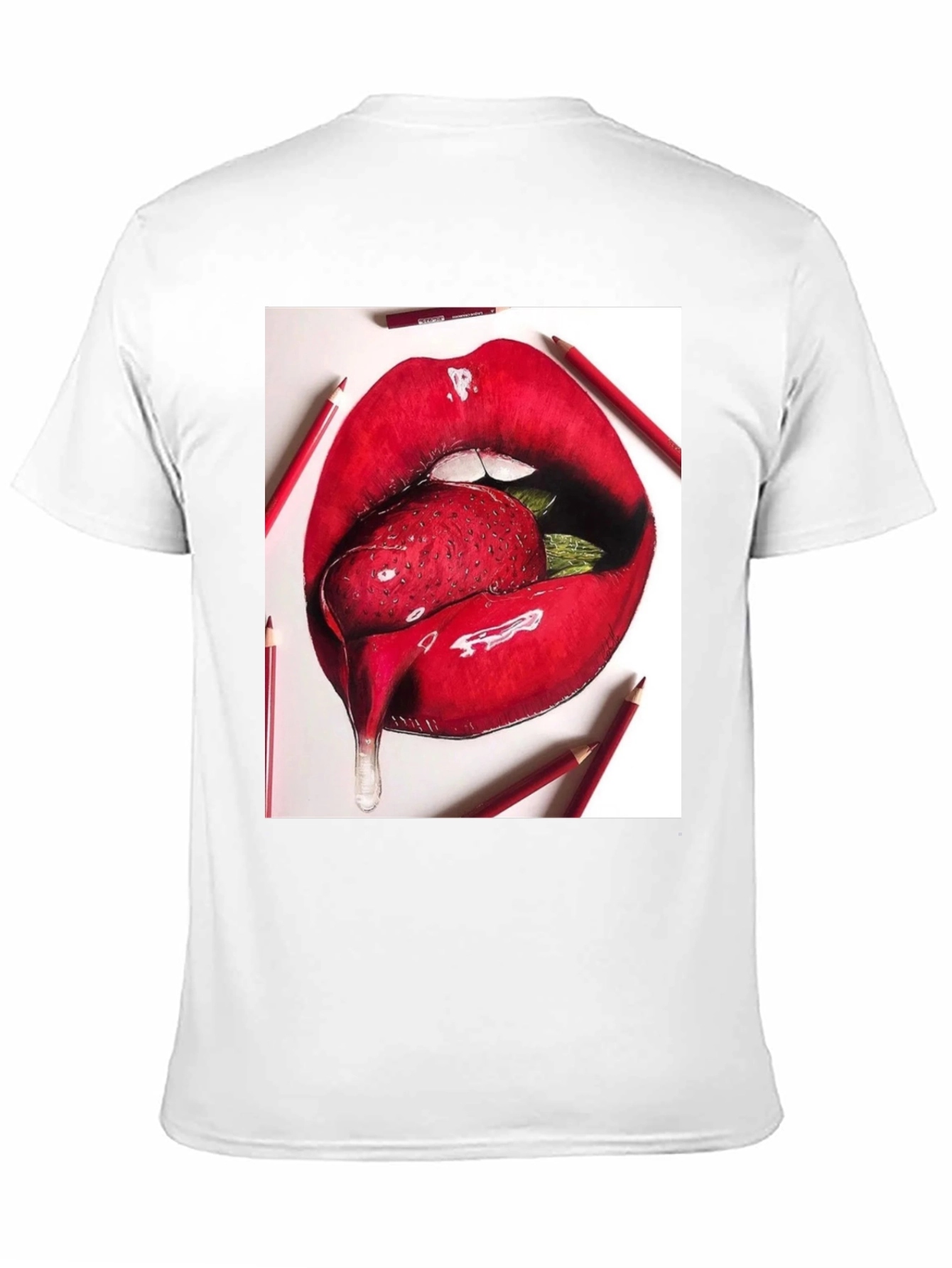 Strawberry Lips Graphic Tee - Unisex Black T-Shirt