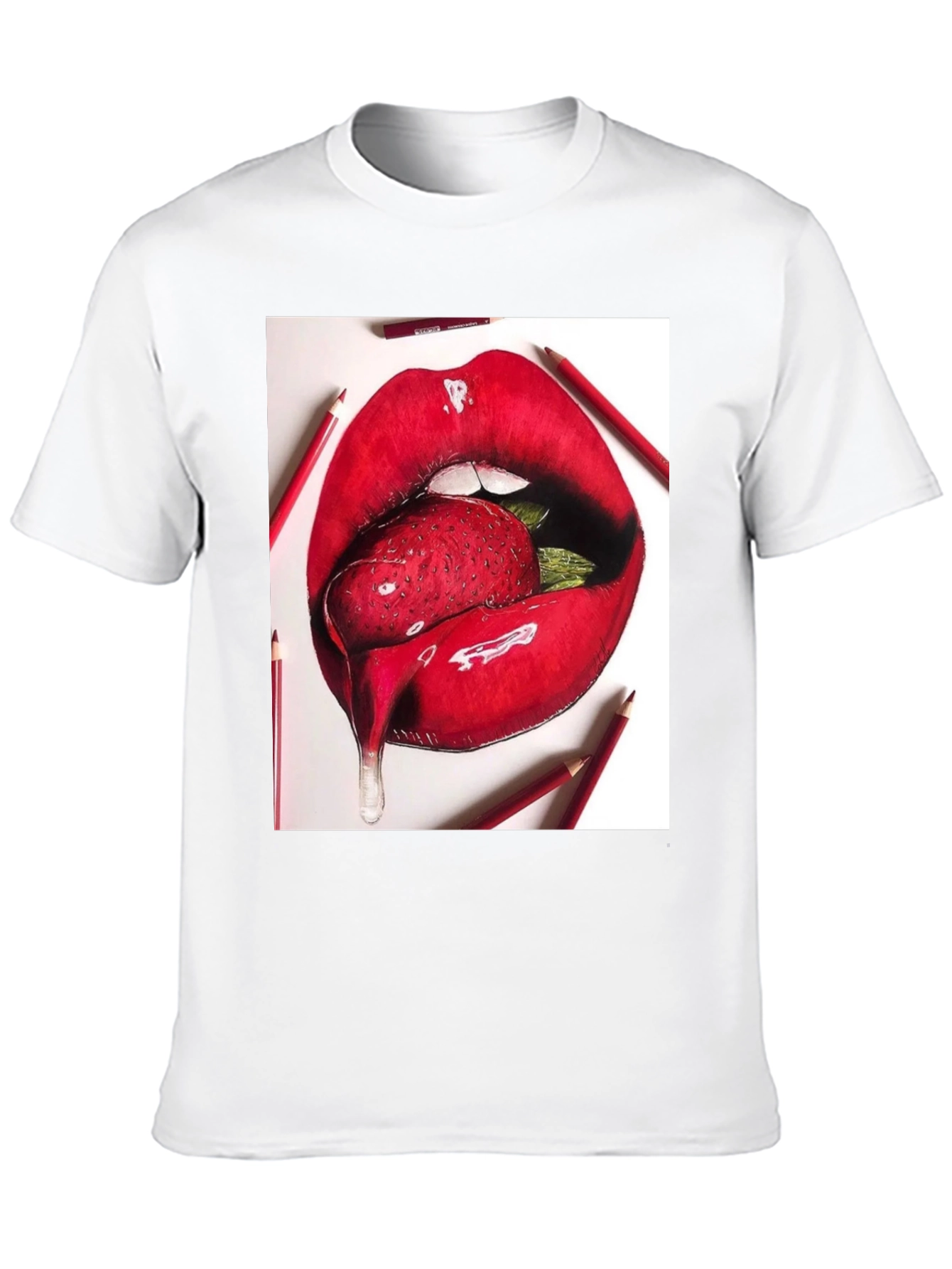 Strawberry Lips Graphic Tee - Unisex Black T-Shirt