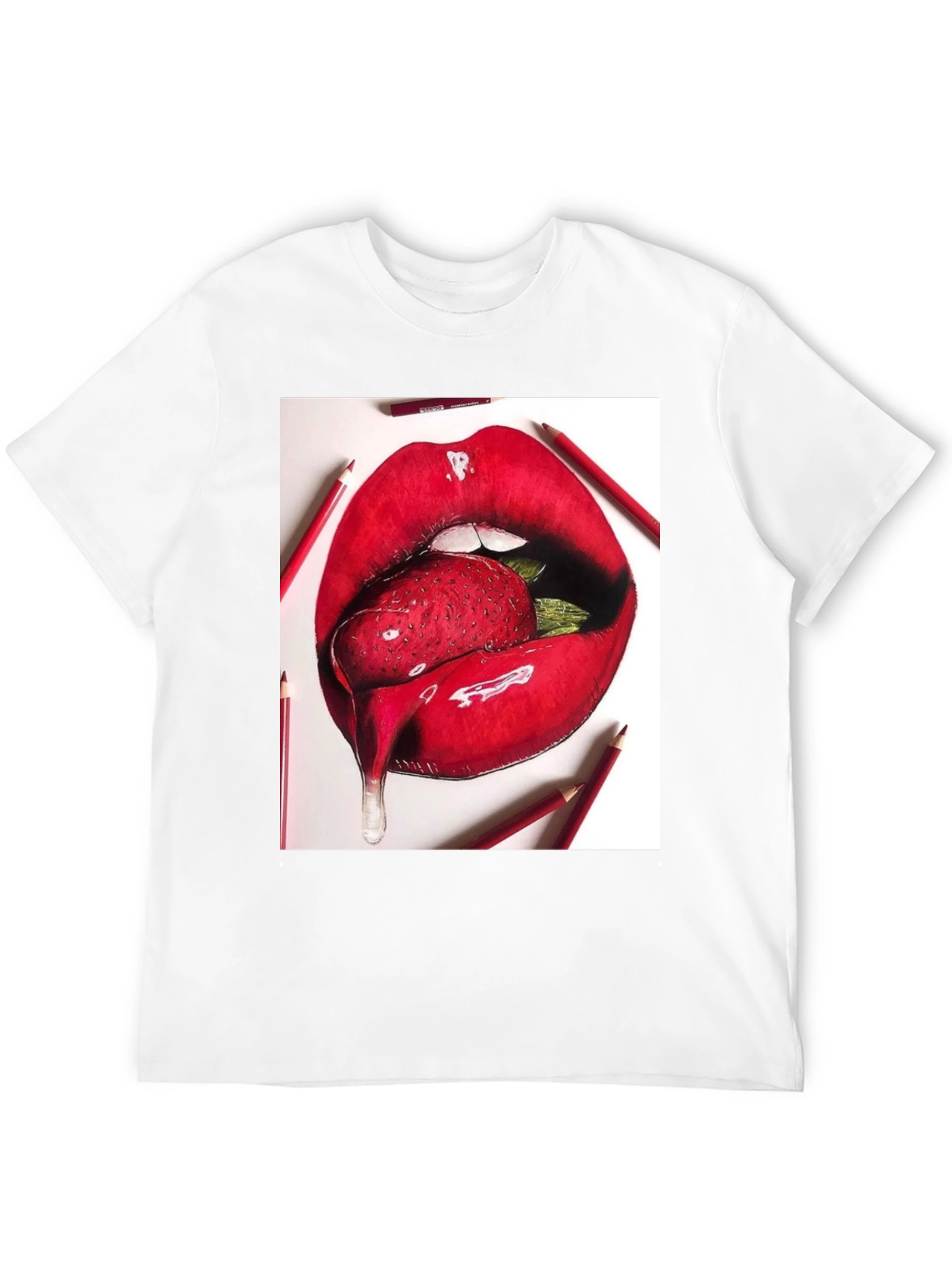 Strawberry Lips Graphic Tee - Unisex Black T-Shirt