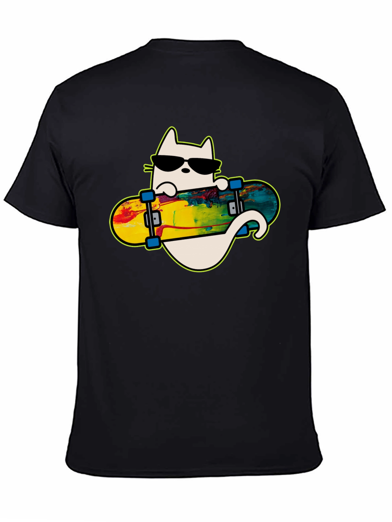 Cool Cat Skateboarder Graphic Tee