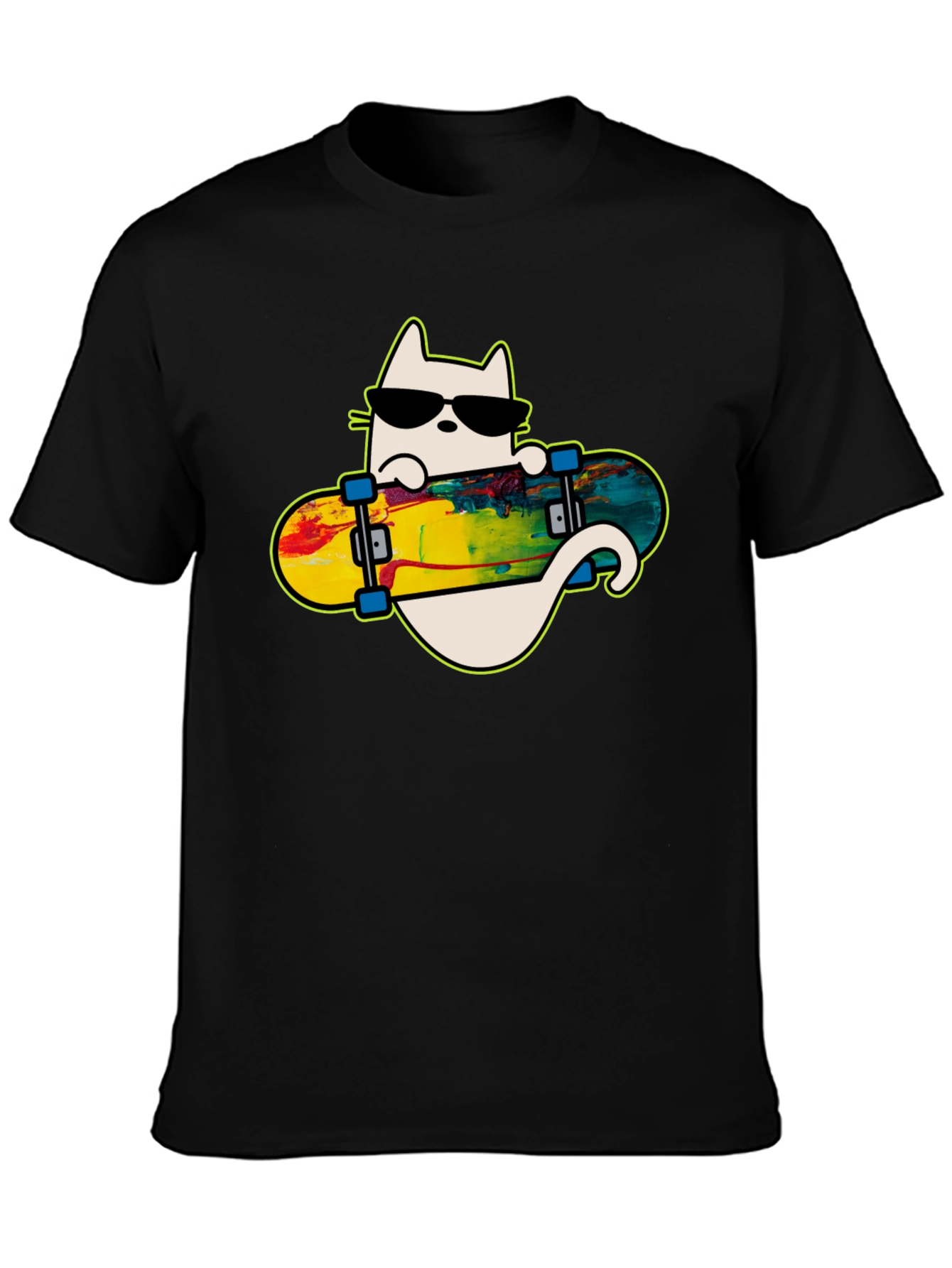 Cool Cat Skateboarder Graphic Tee