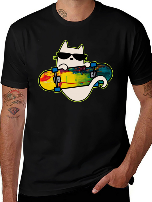Cool Cat Skateboarder Graphic Tee