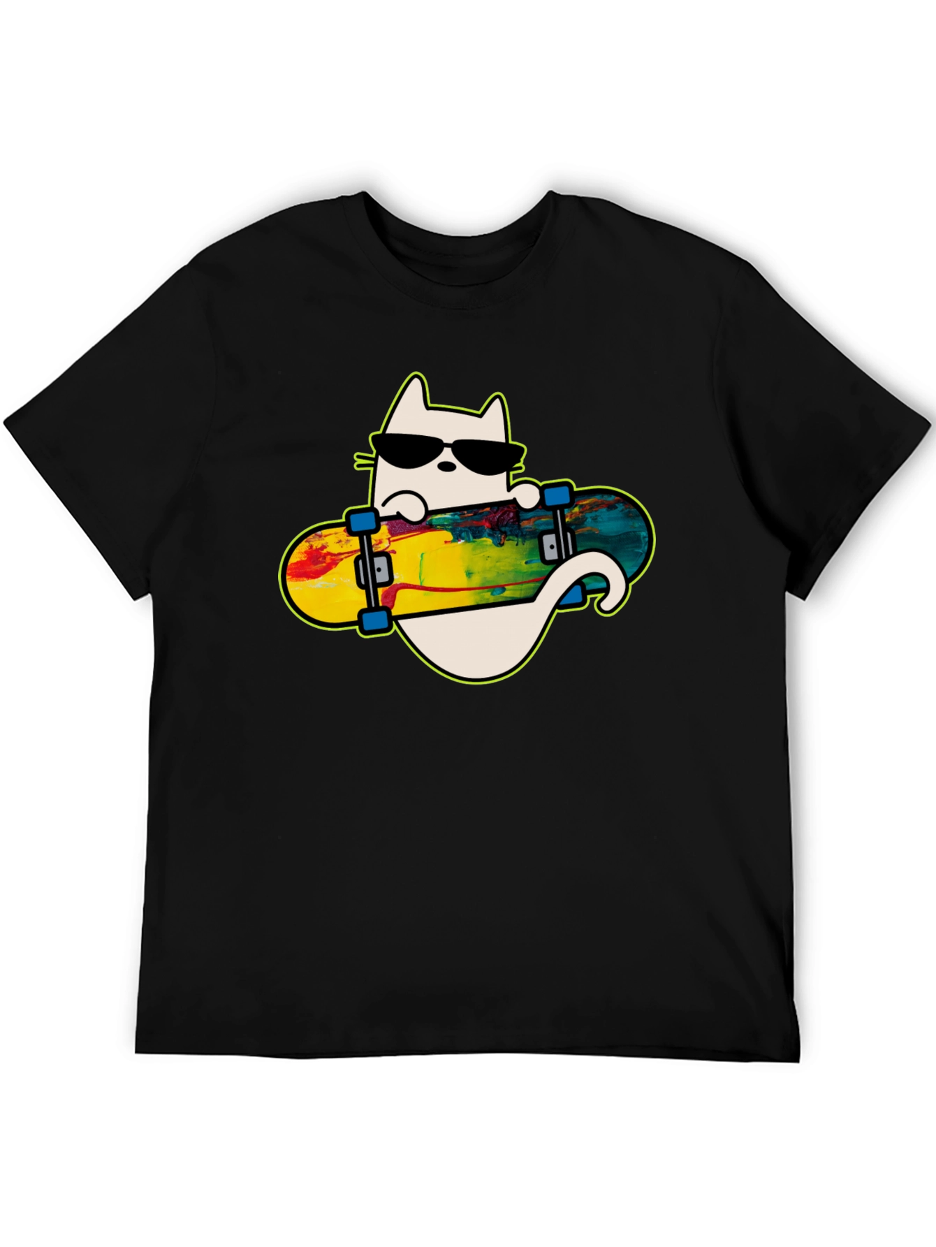 Cool Cat Skateboarder Graphic Tee
