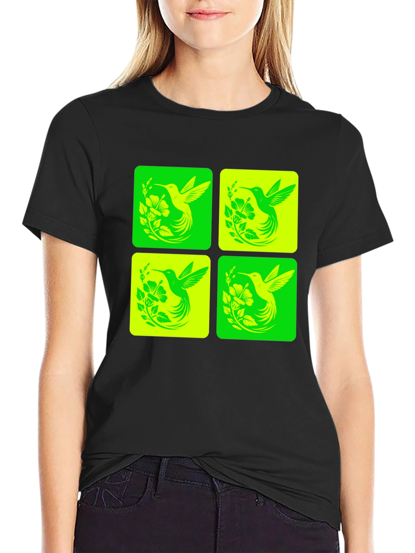 Hummingbird Graphic Tee - Trendy Nature Design