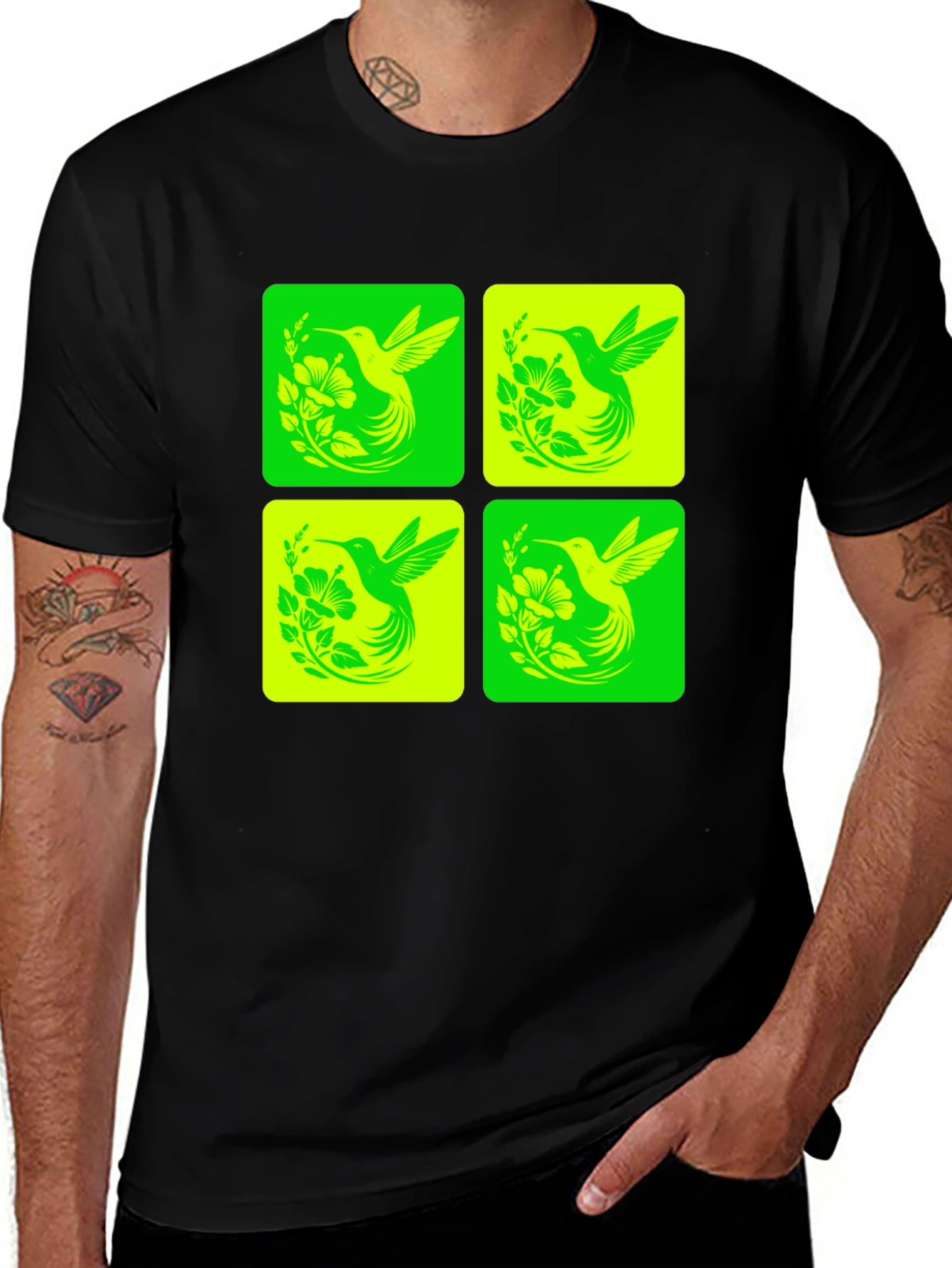 Hummingbird Graphic Tee - Trendy Nature Design