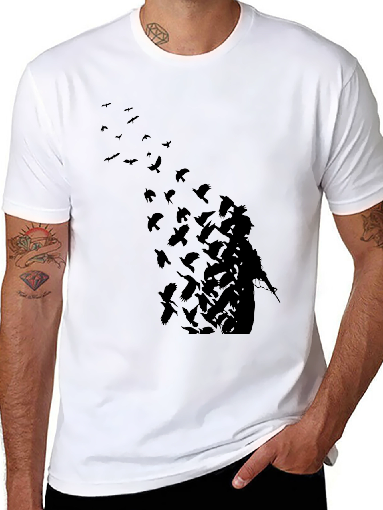 Mens Black Graphic Tee - Soldier into Birds