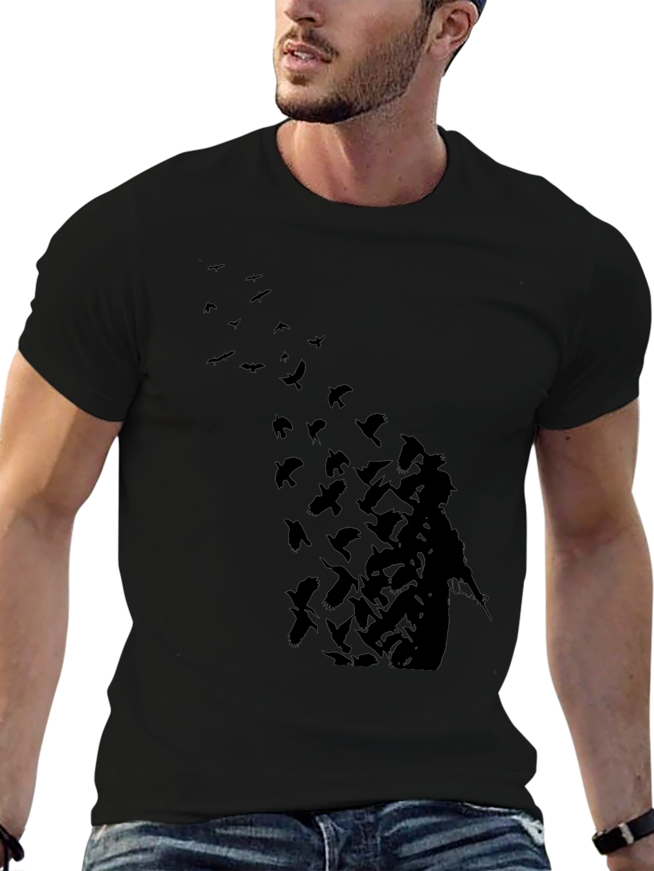 Mens Black Graphic Tee - Soldier into Birds