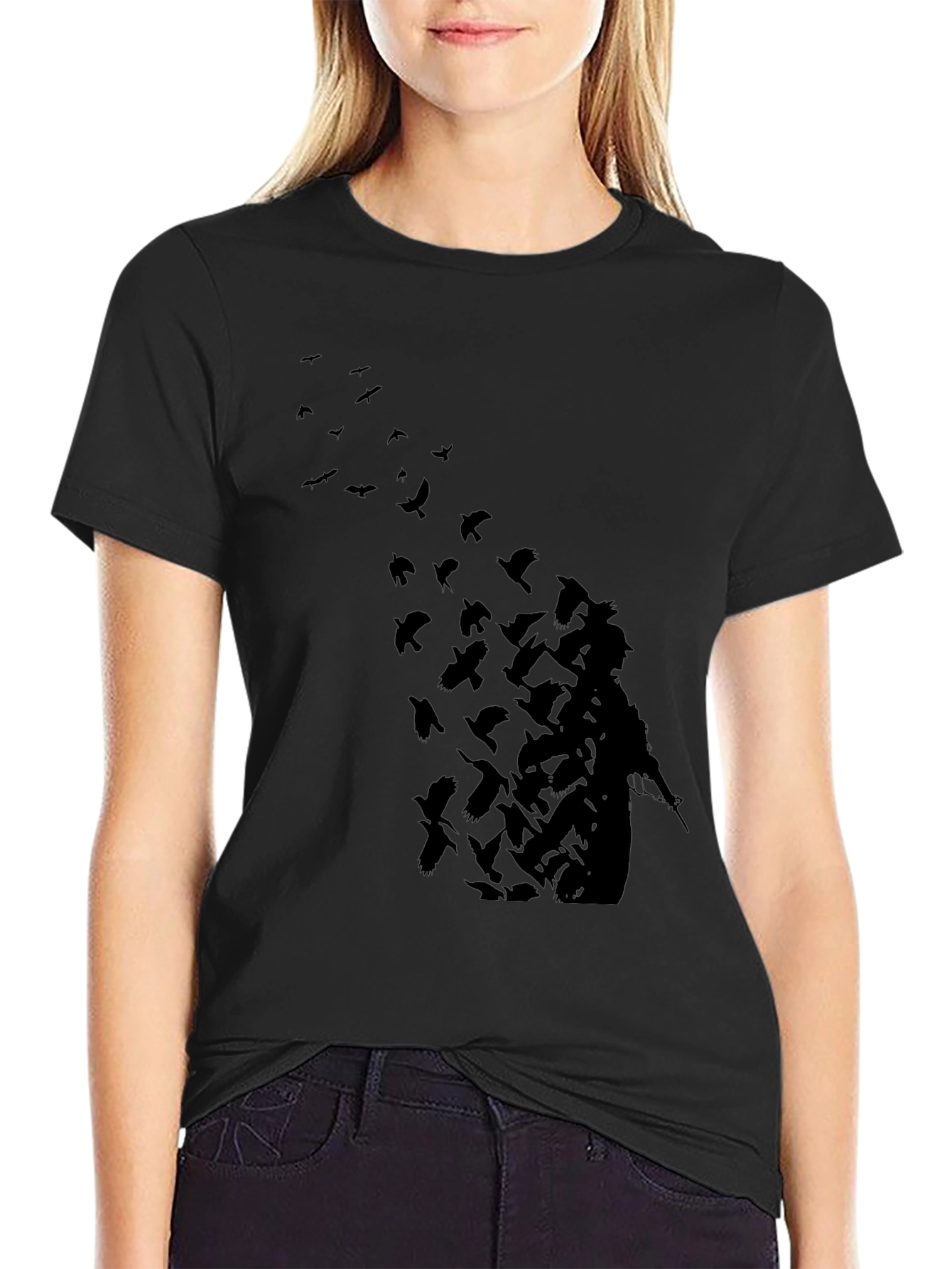 Mens Black Graphic Tee - Soldier into Birds
