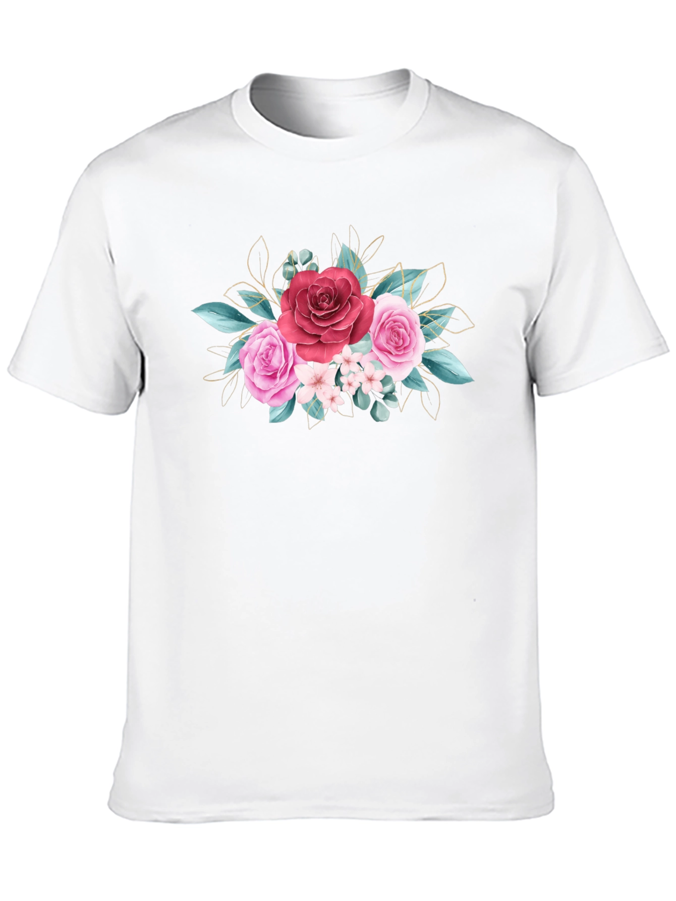 Floral Rose Graphic Tee - Stylish Black T-Shirt
