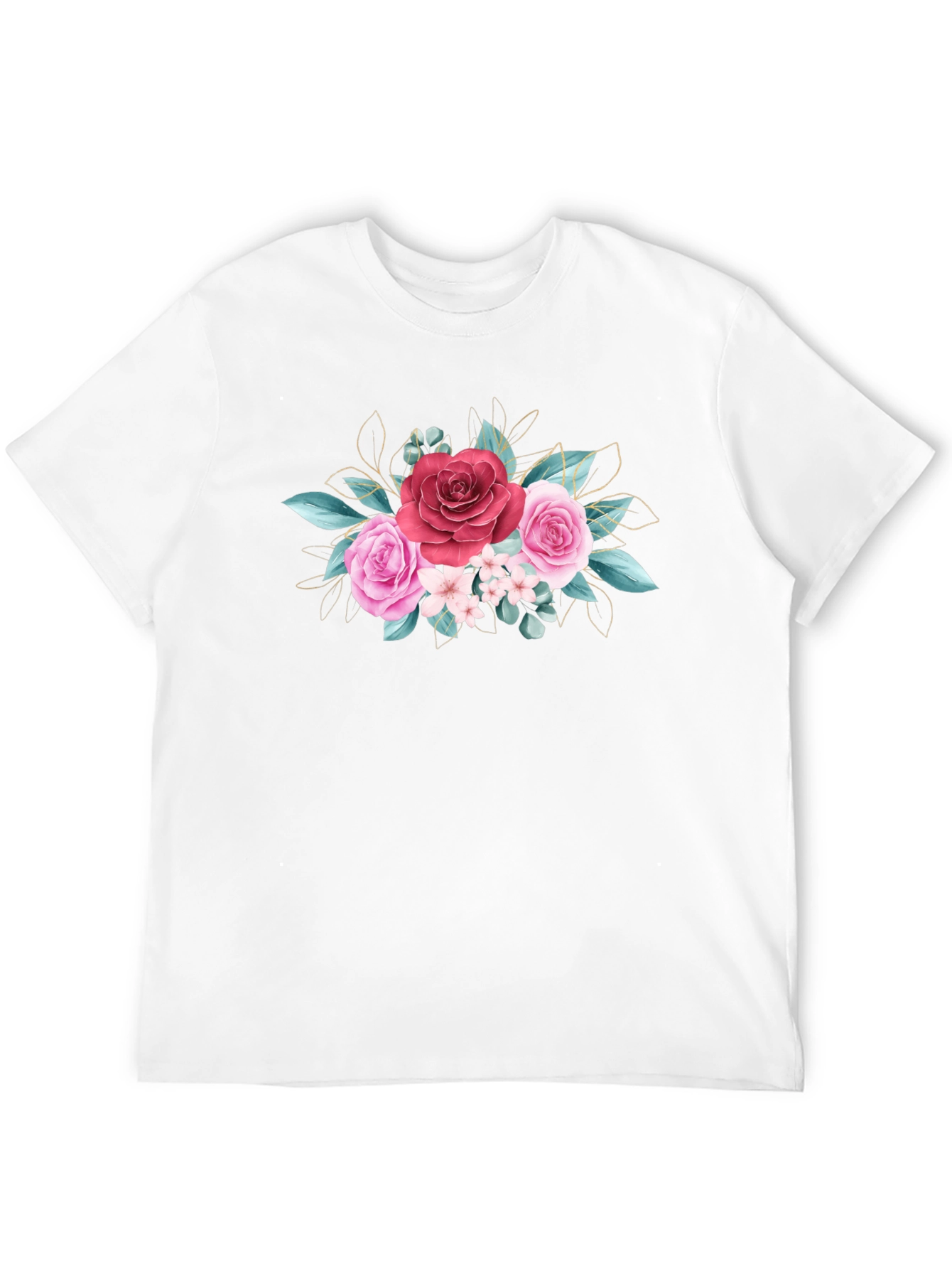 Floral Rose Graphic Tee - Stylish Black T-Shirt