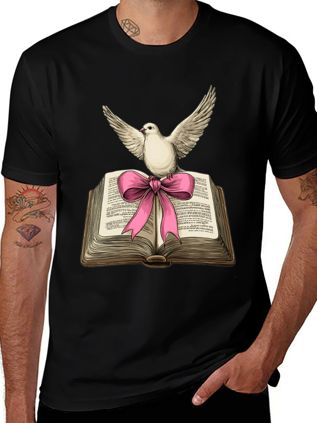 Dove on Book T-Shirt - Peace & Knowledge
