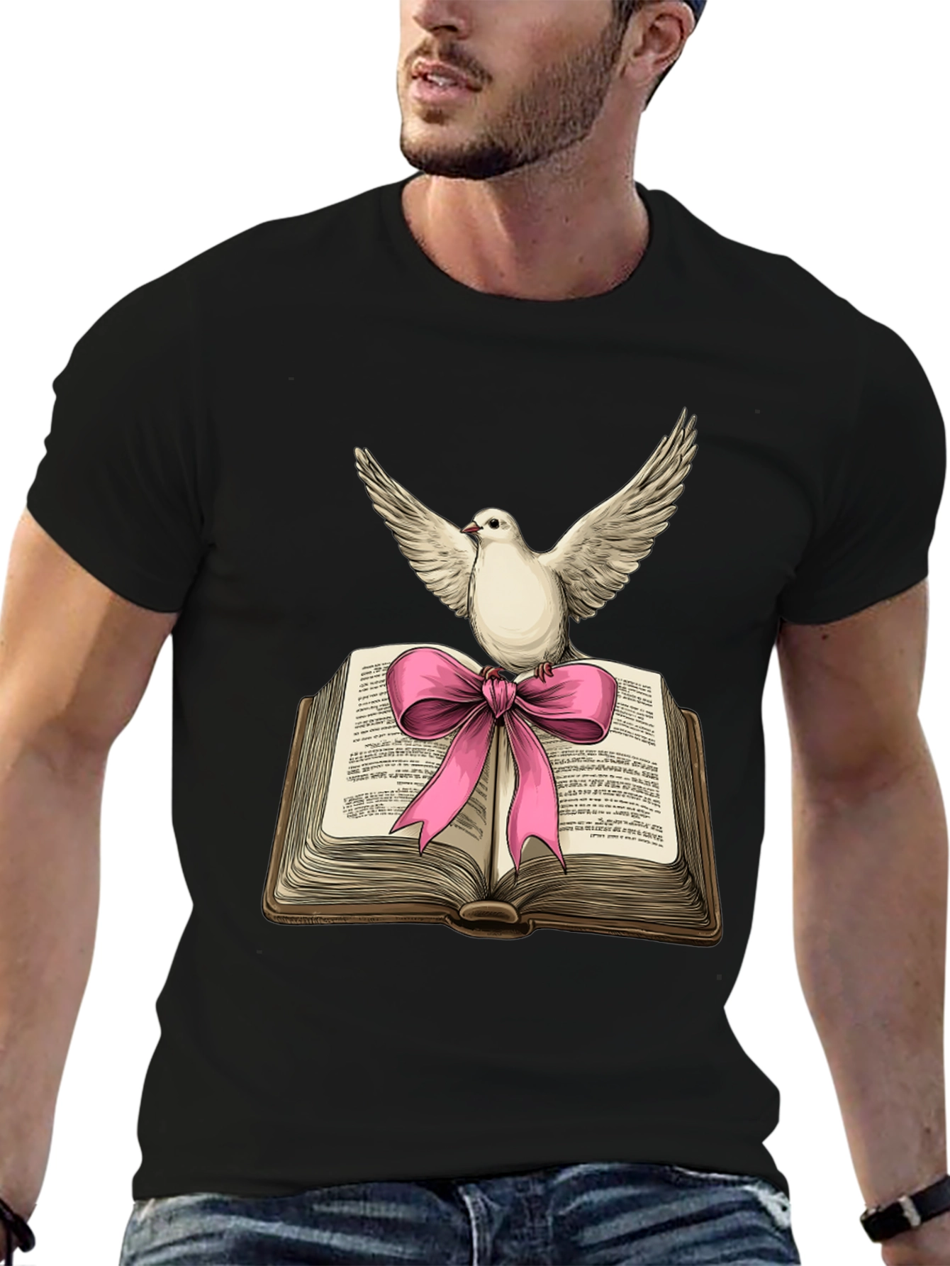 Dove on Book T-Shirt - Peace & Knowledge