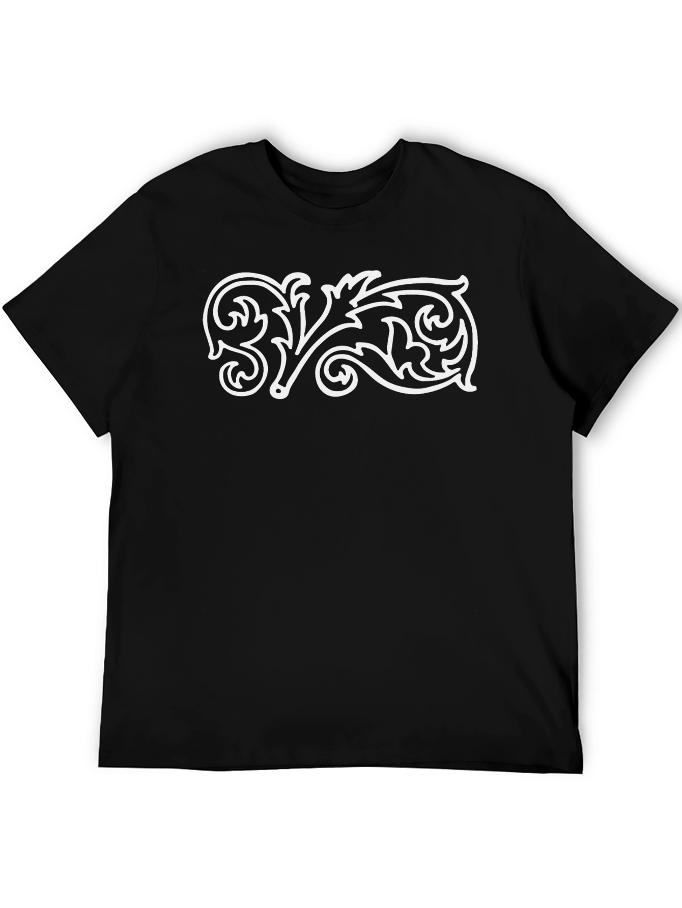 Elegant Ornamental Scroll Black T-Shirt