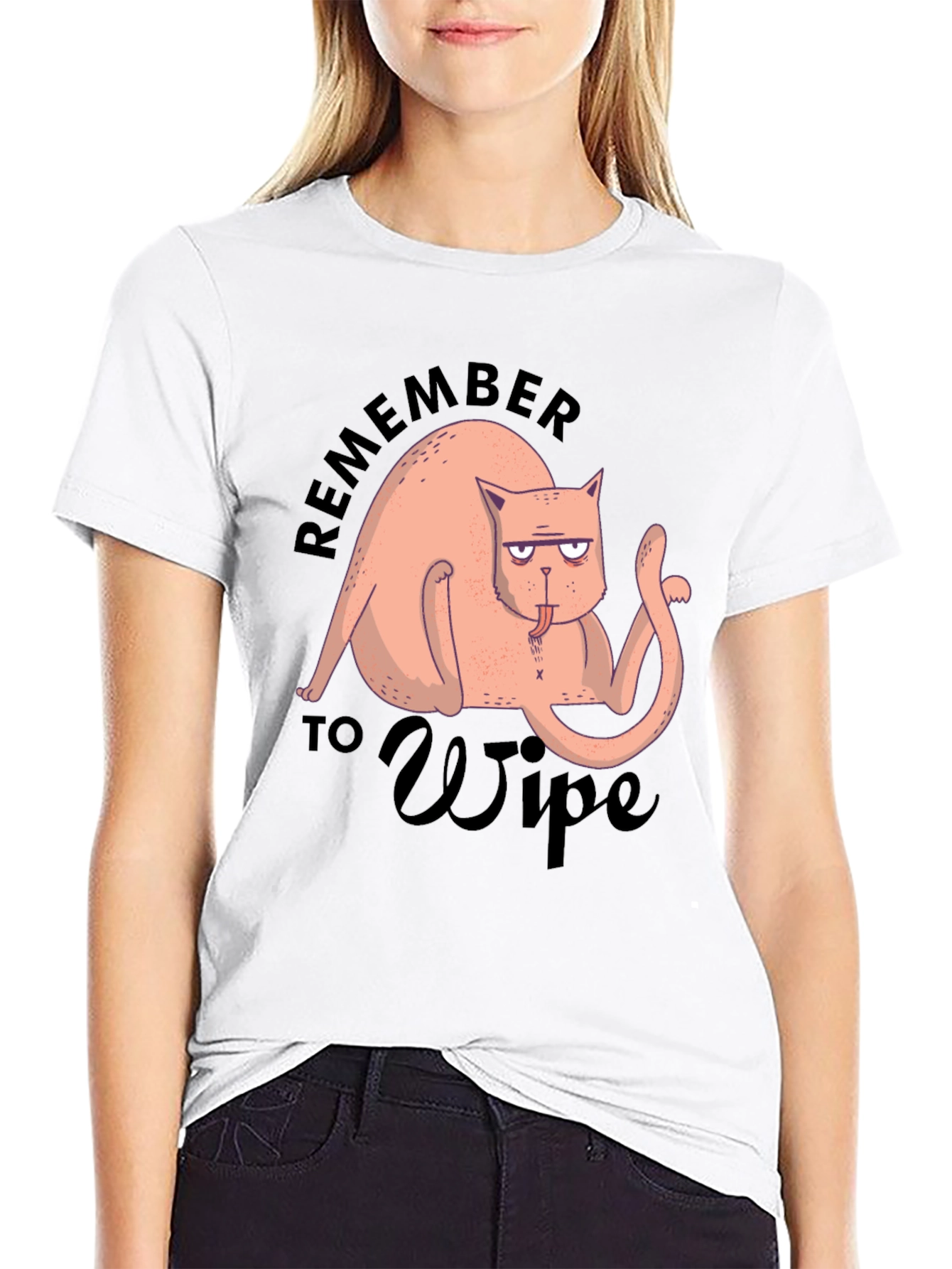 Funny Cat T-Shirt - Remember to Wipe