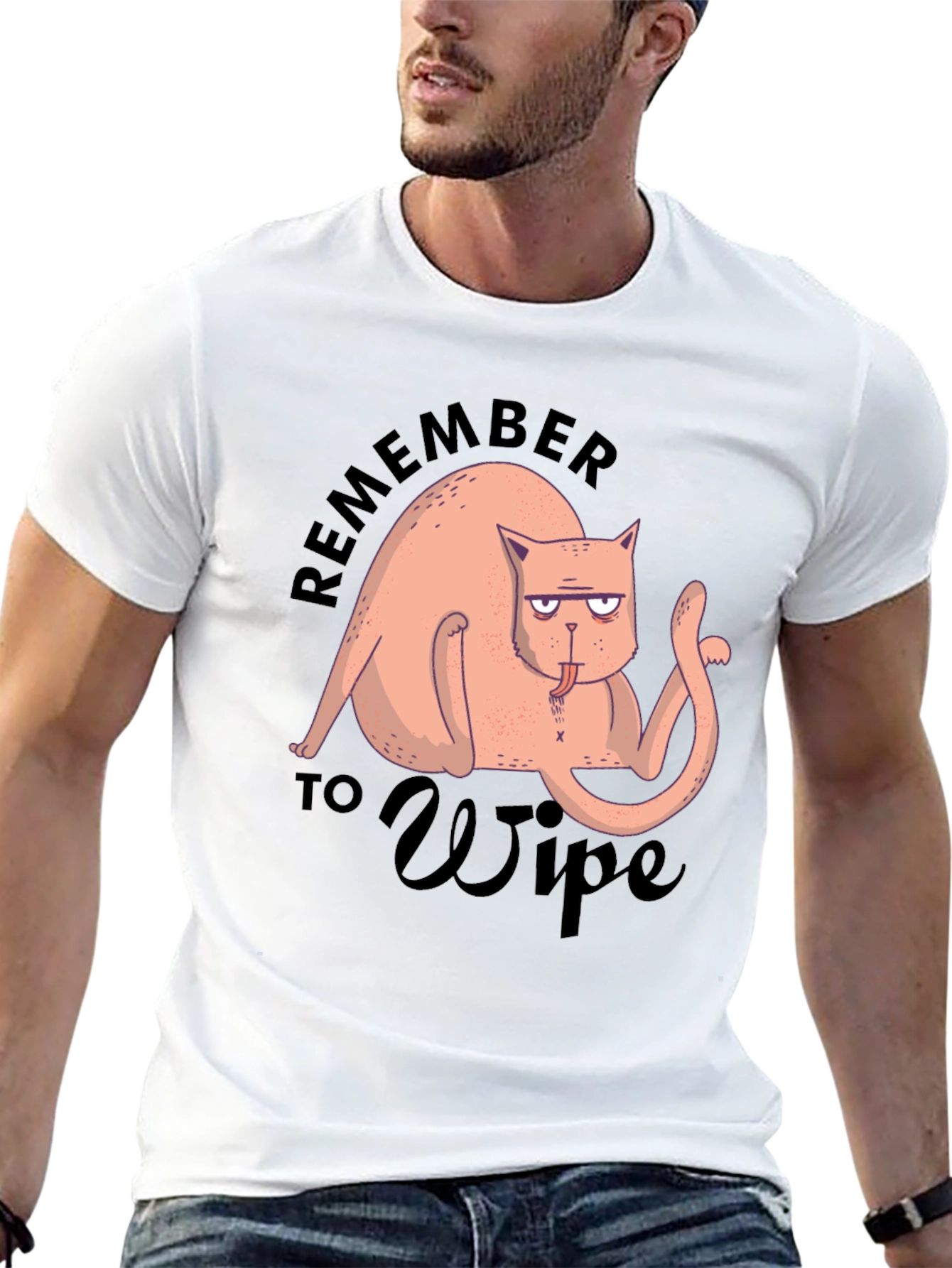 Funny Cat T-Shirt - Remember to Wipe