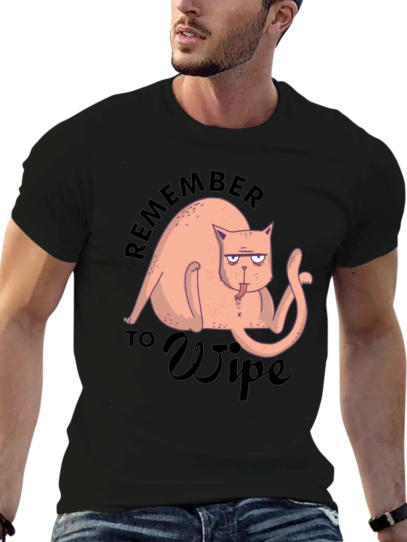 Funny Cat T-Shirt - Remember to Wipe