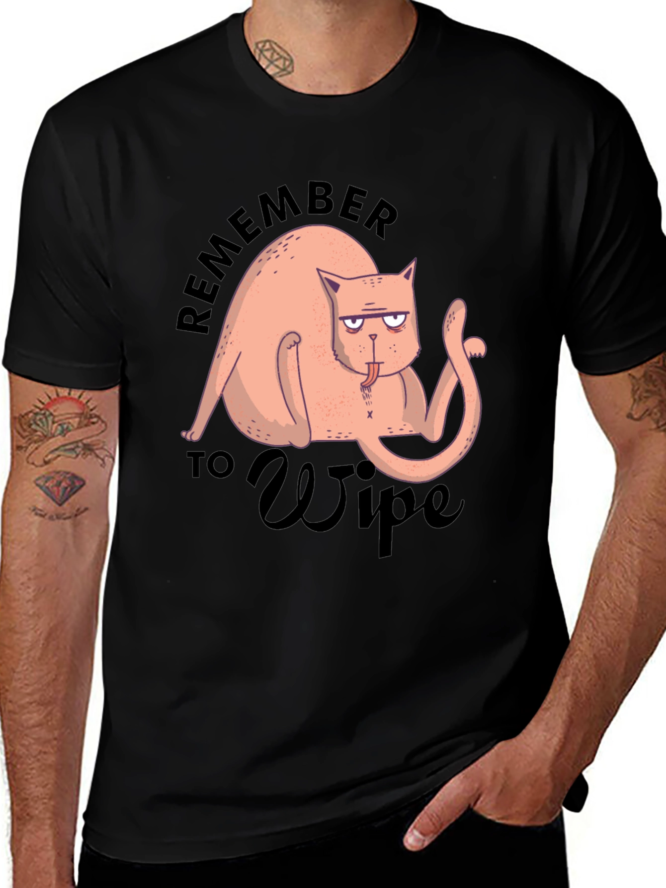 Funny Cat T-Shirt - Remember to Wipe