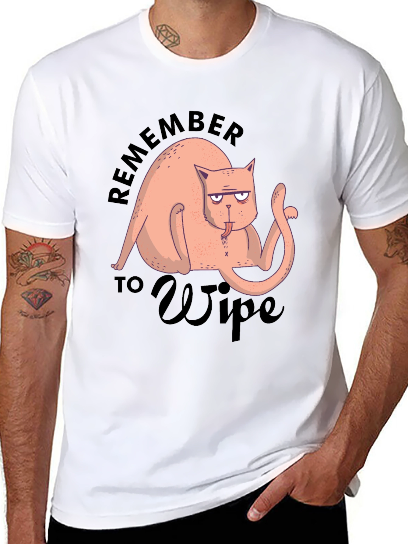 Funny Cat T-Shirt - Remember to Wipe
