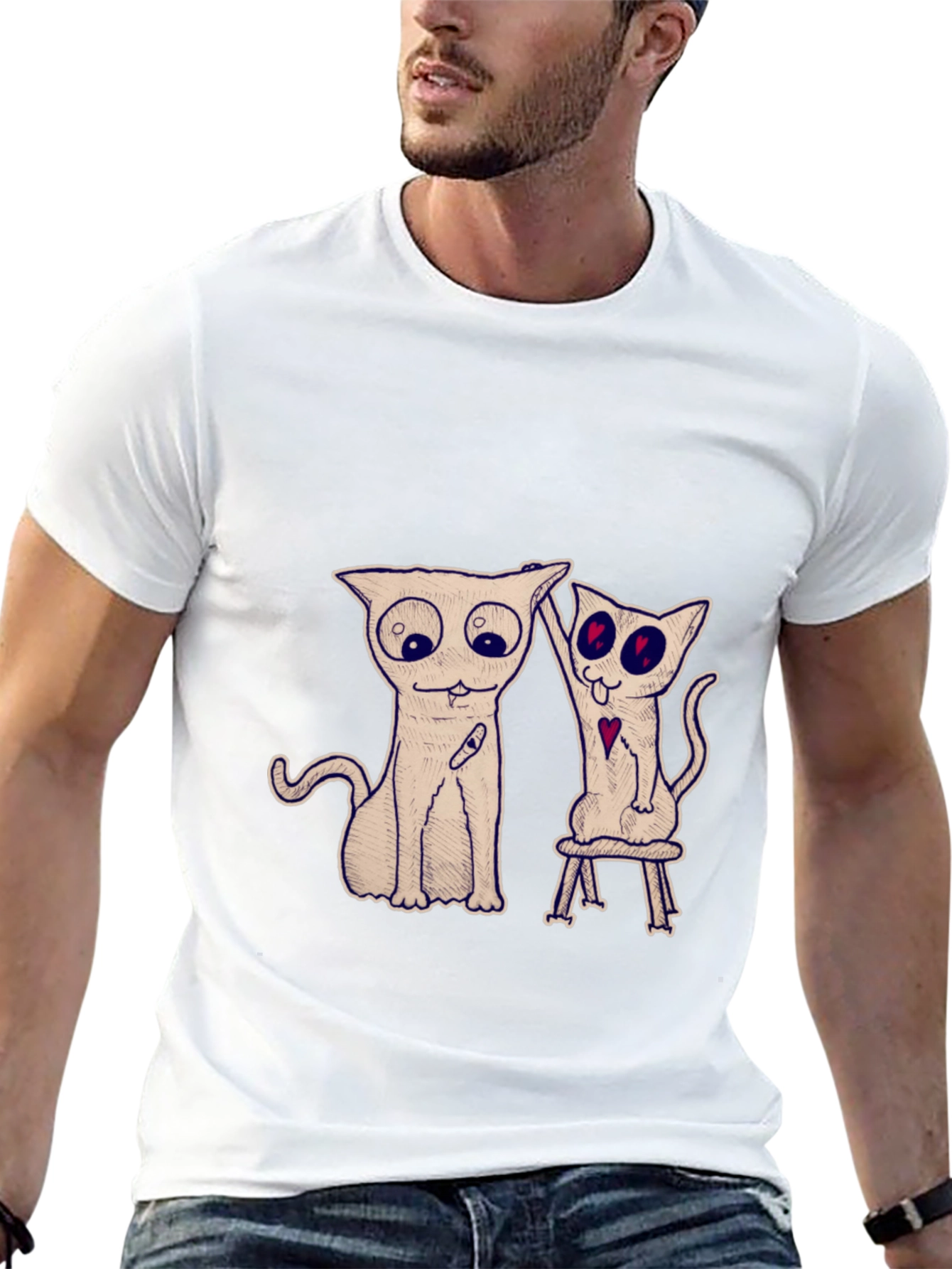 Quirky Cat Graphic Tee - Unique Design