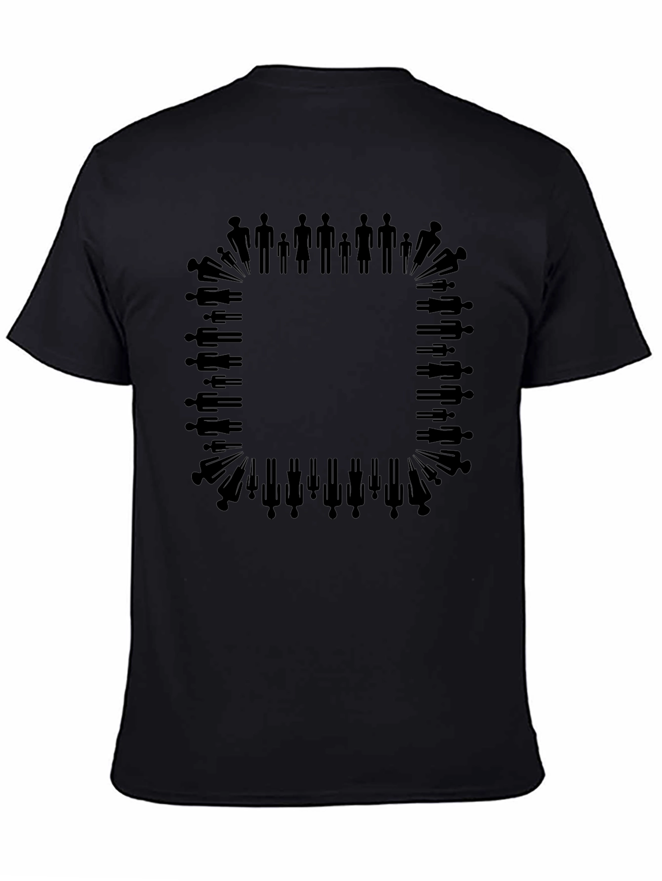 Silhouette People Border Black T-Shirt