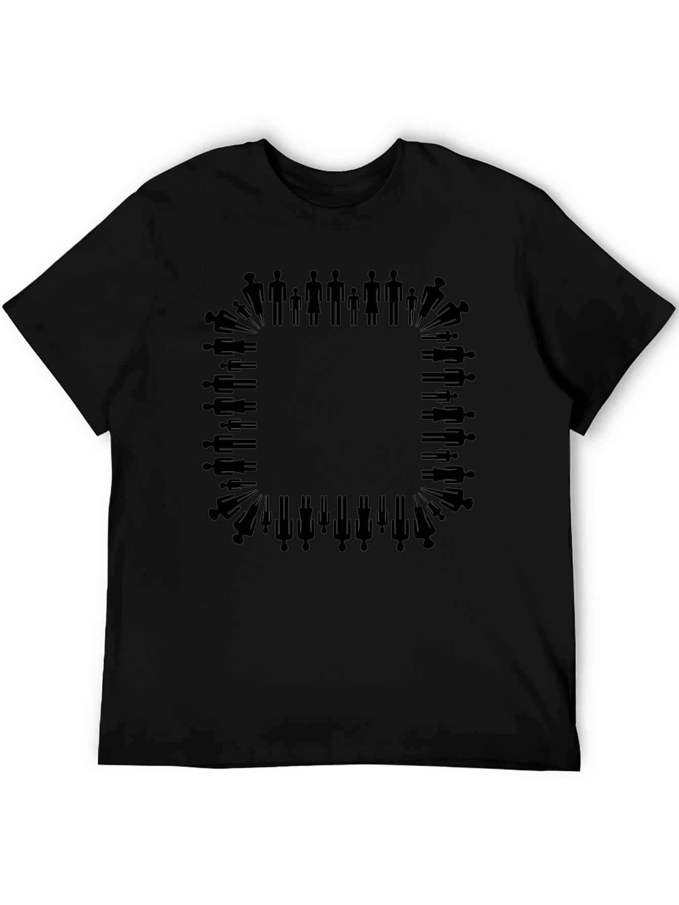 Silhouette People Border Black T-Shirt