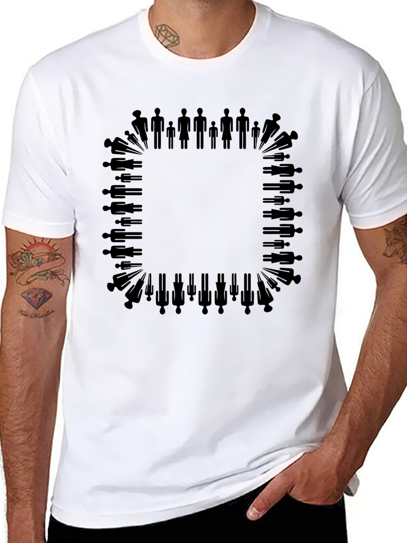 Silhouette People Border Black T-Shirt