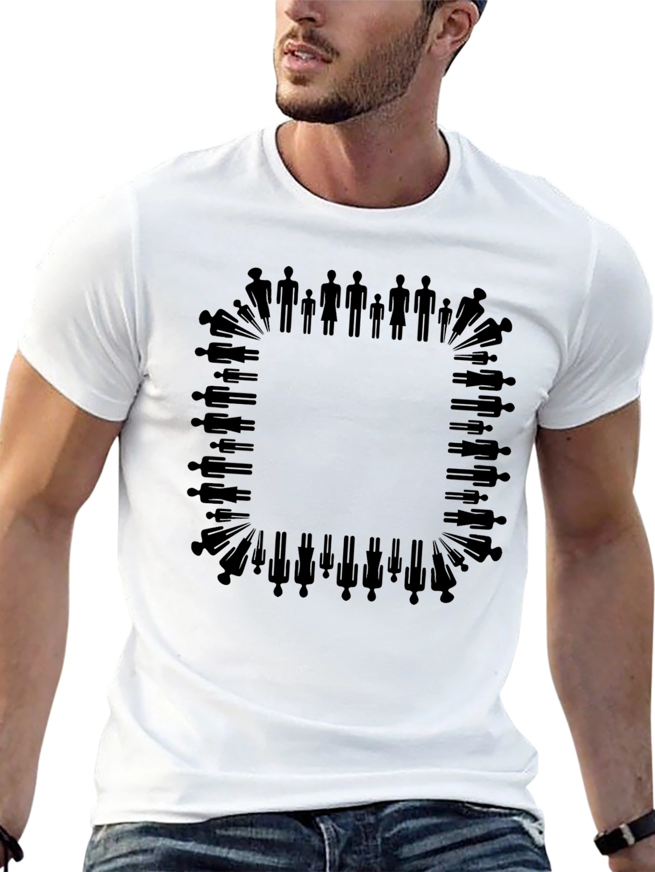 Silhouette People Border Black T-Shirt