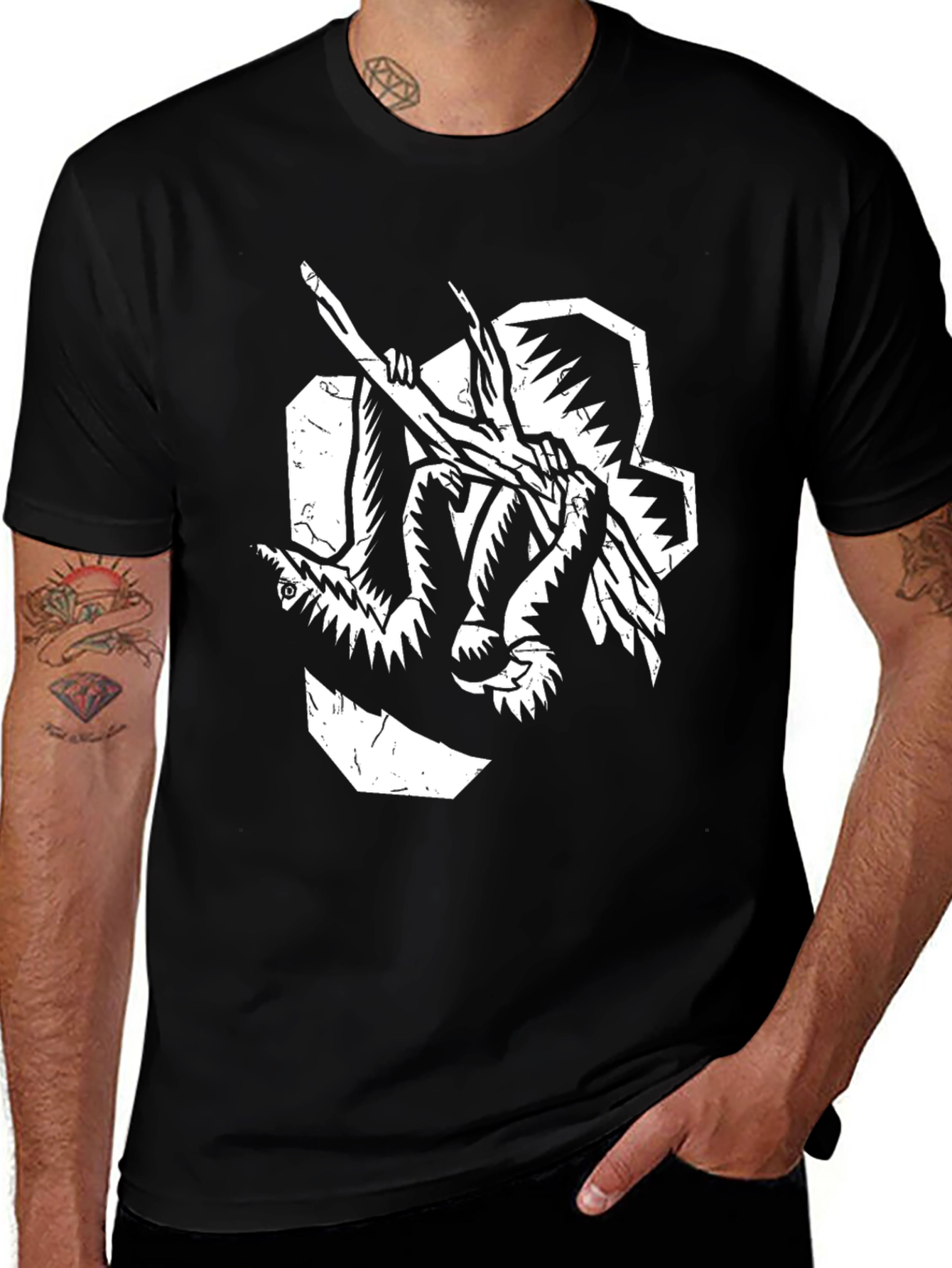 Graphic Black T-Shirt: Unique Monster Art