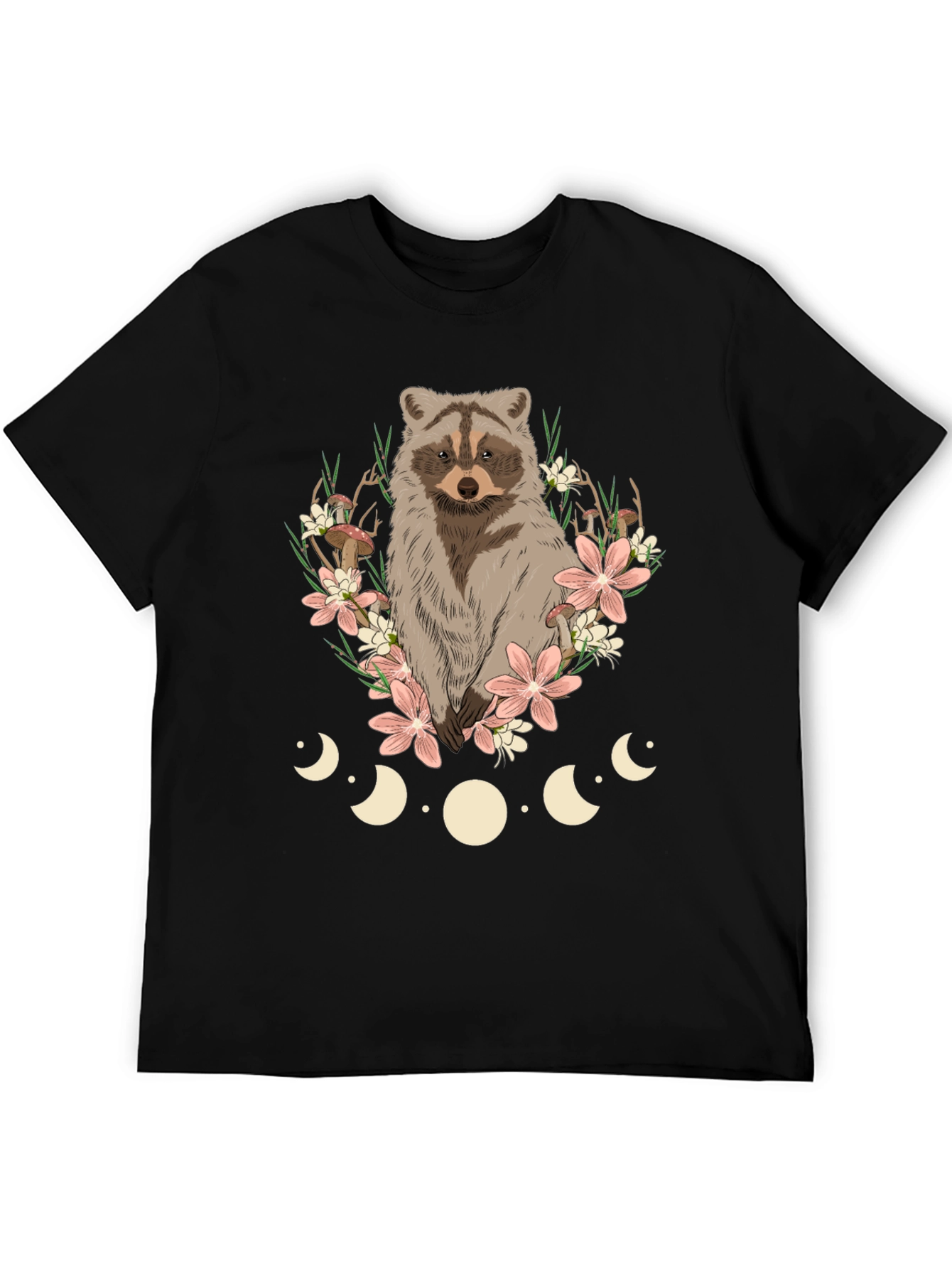 Raccoon Floral Moon Phase Graphic Tee