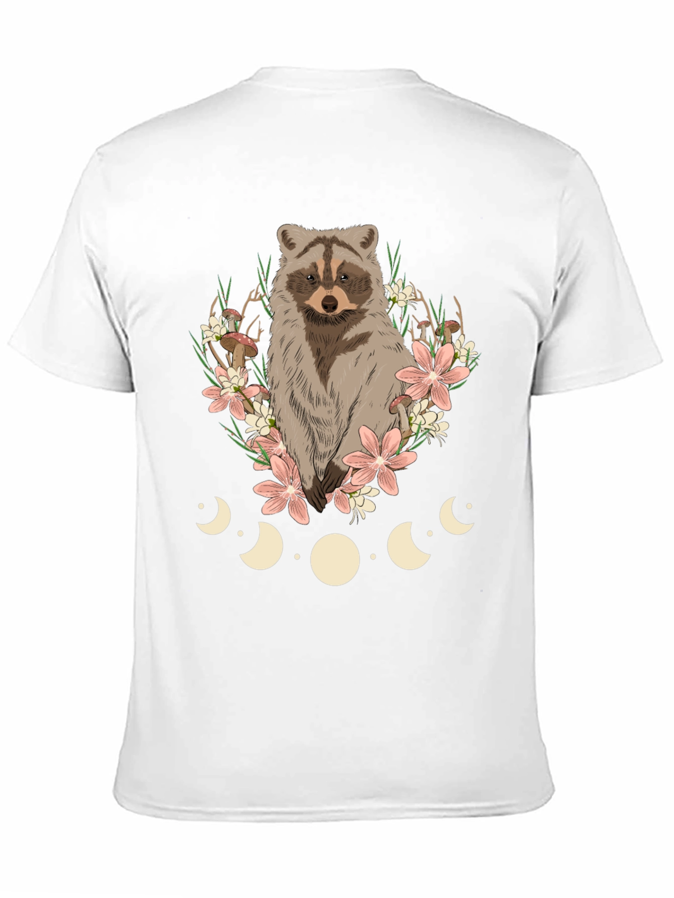 Raccoon Floral Moon Phase Graphic Tee