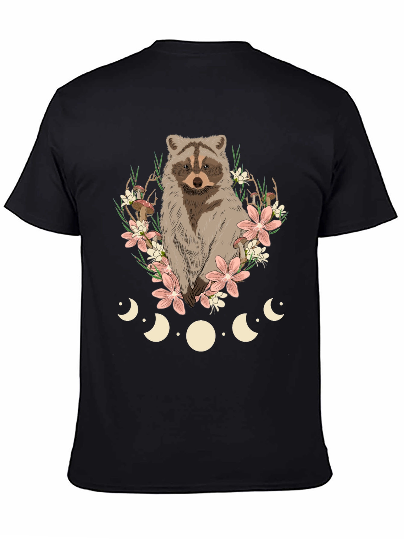 Raccoon Floral Moon Phase Graphic Tee