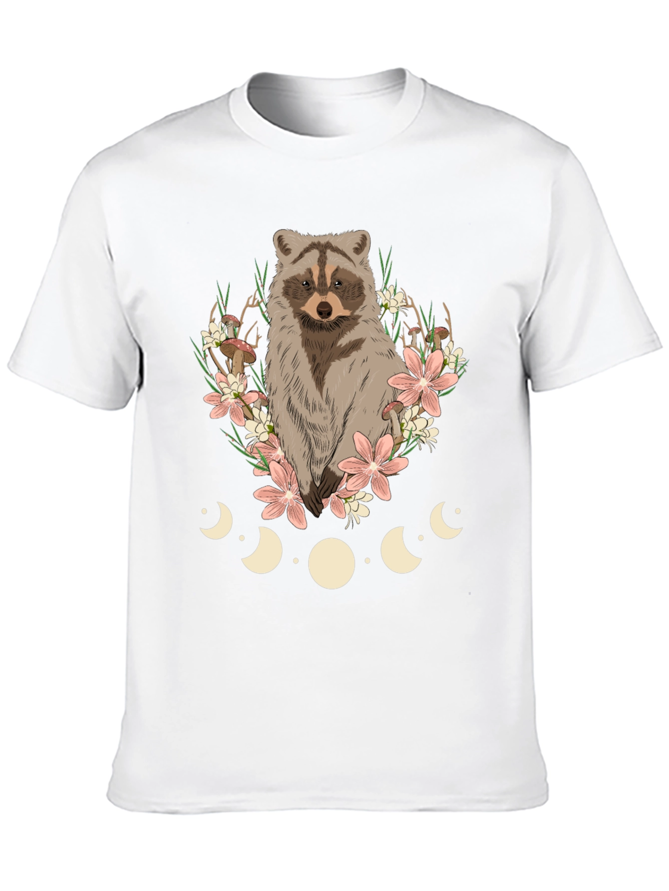 Raccoon Floral Moon Phase Graphic Tee