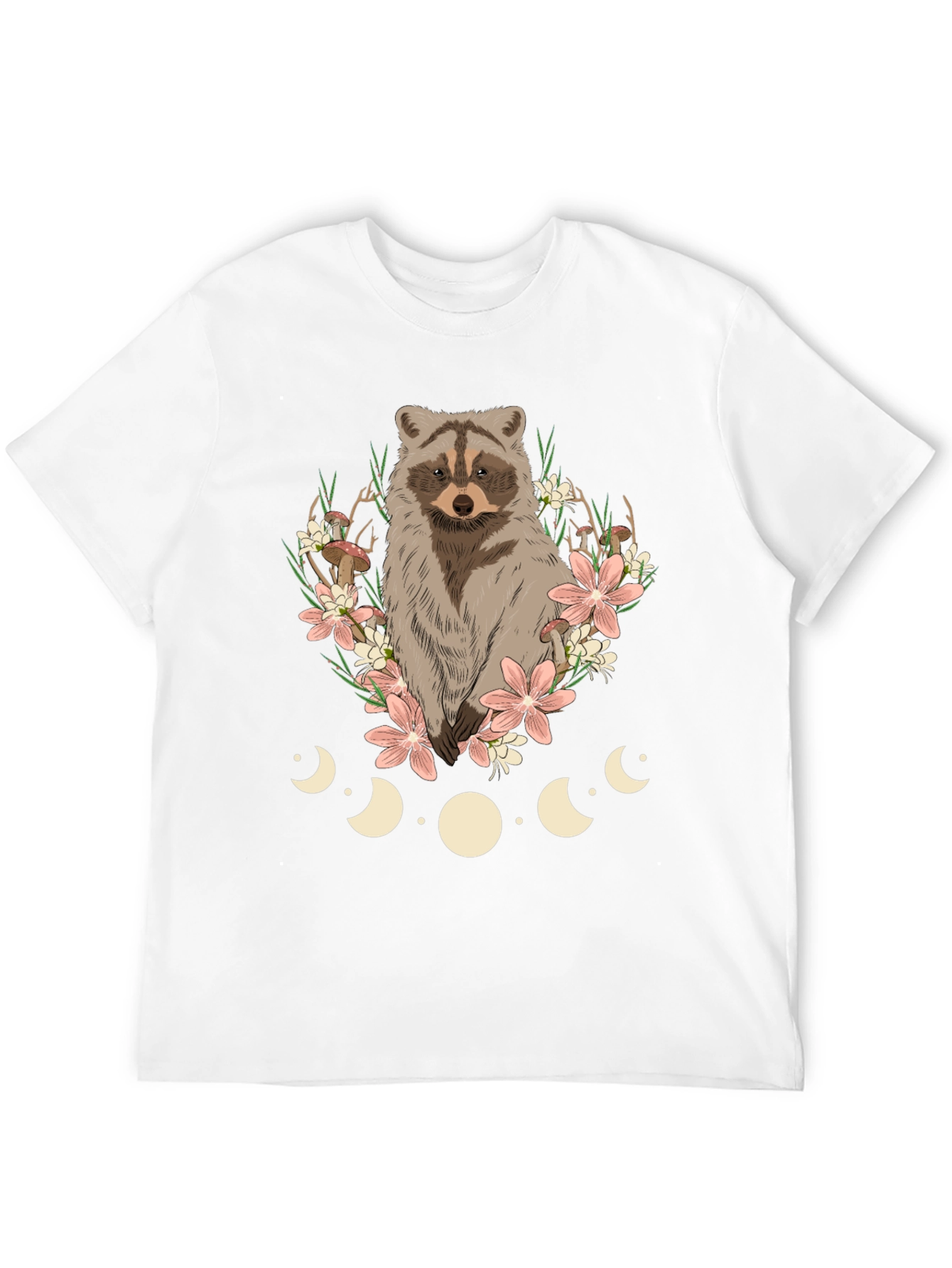 Raccoon Floral Moon Phase Graphic Tee