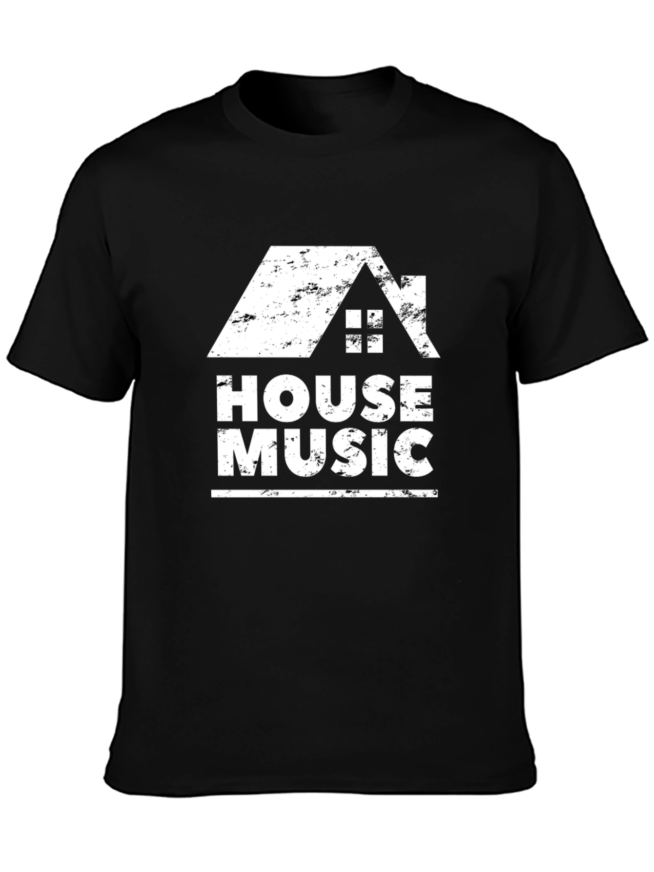 House Music Graphic Tee - Trendy Black T-Shirt