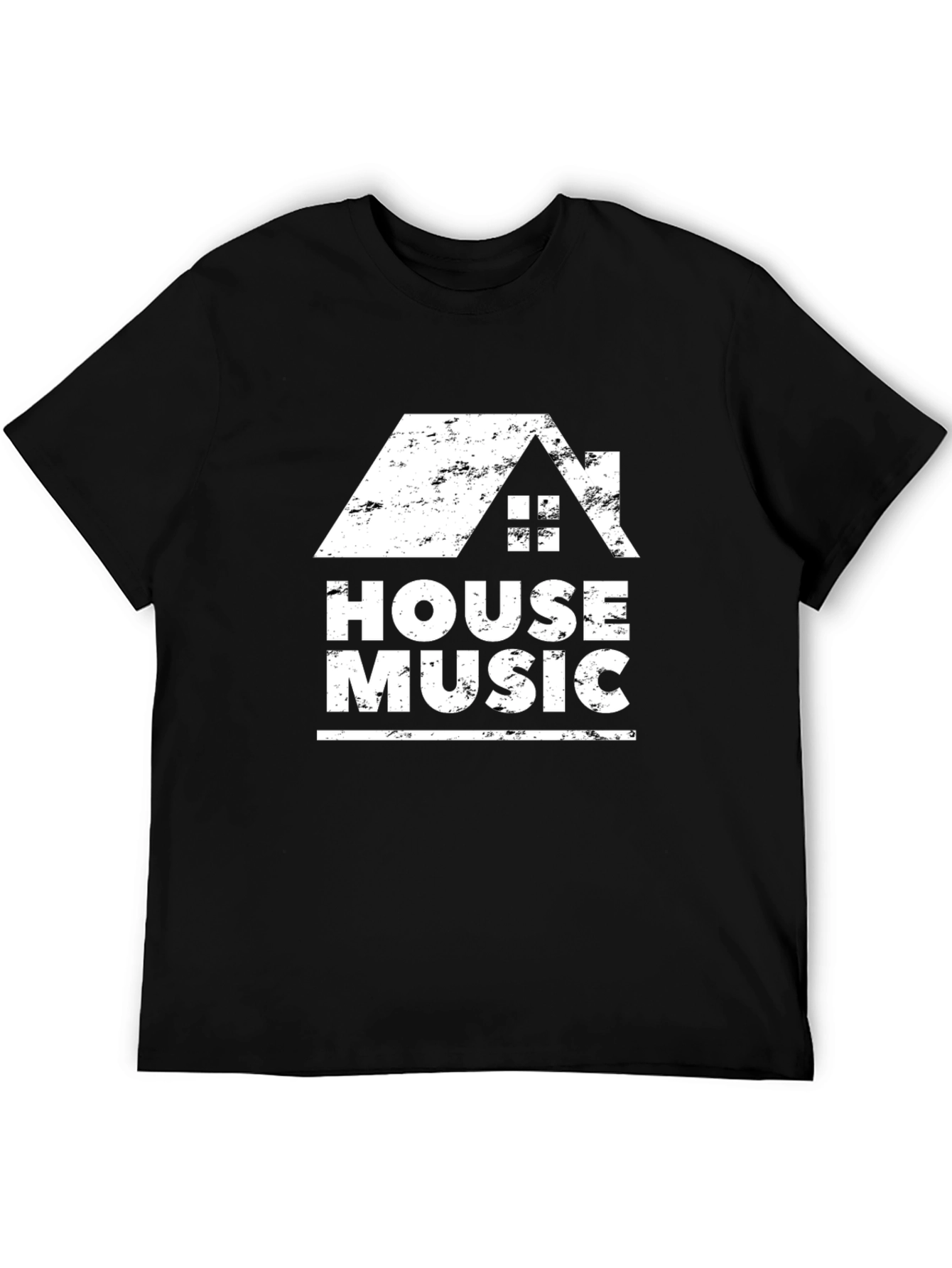 House Music Graphic Tee - Trendy Black T-Shirt