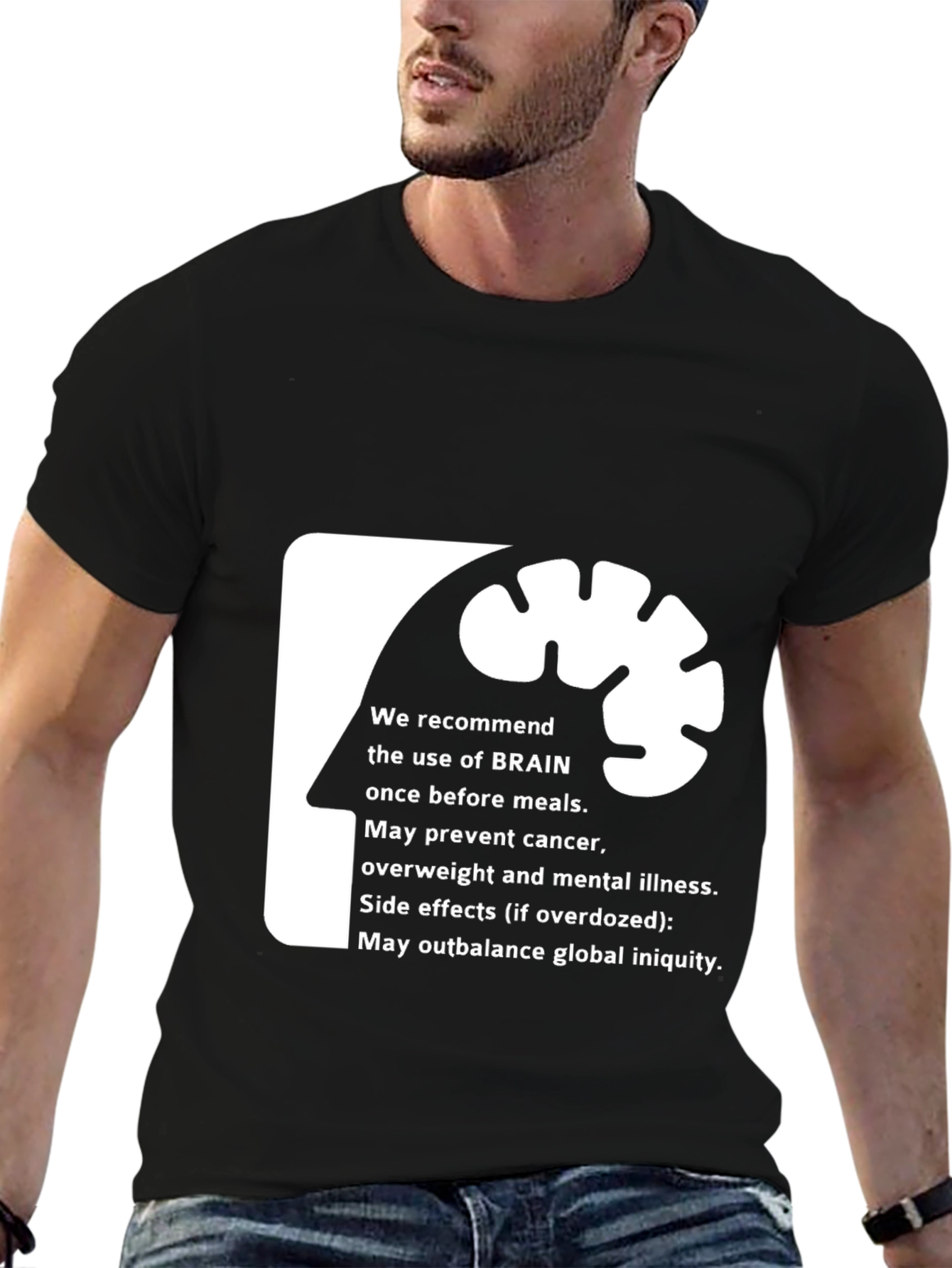 Brain Use Recommendation Graphic Tee - Black