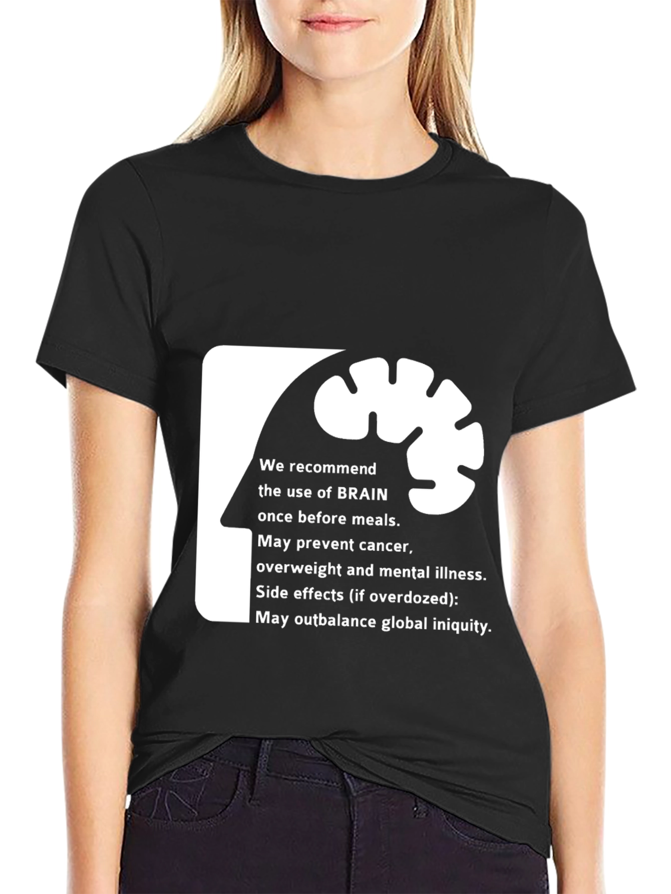 Brain Use Recommendation Graphic Tee - Black