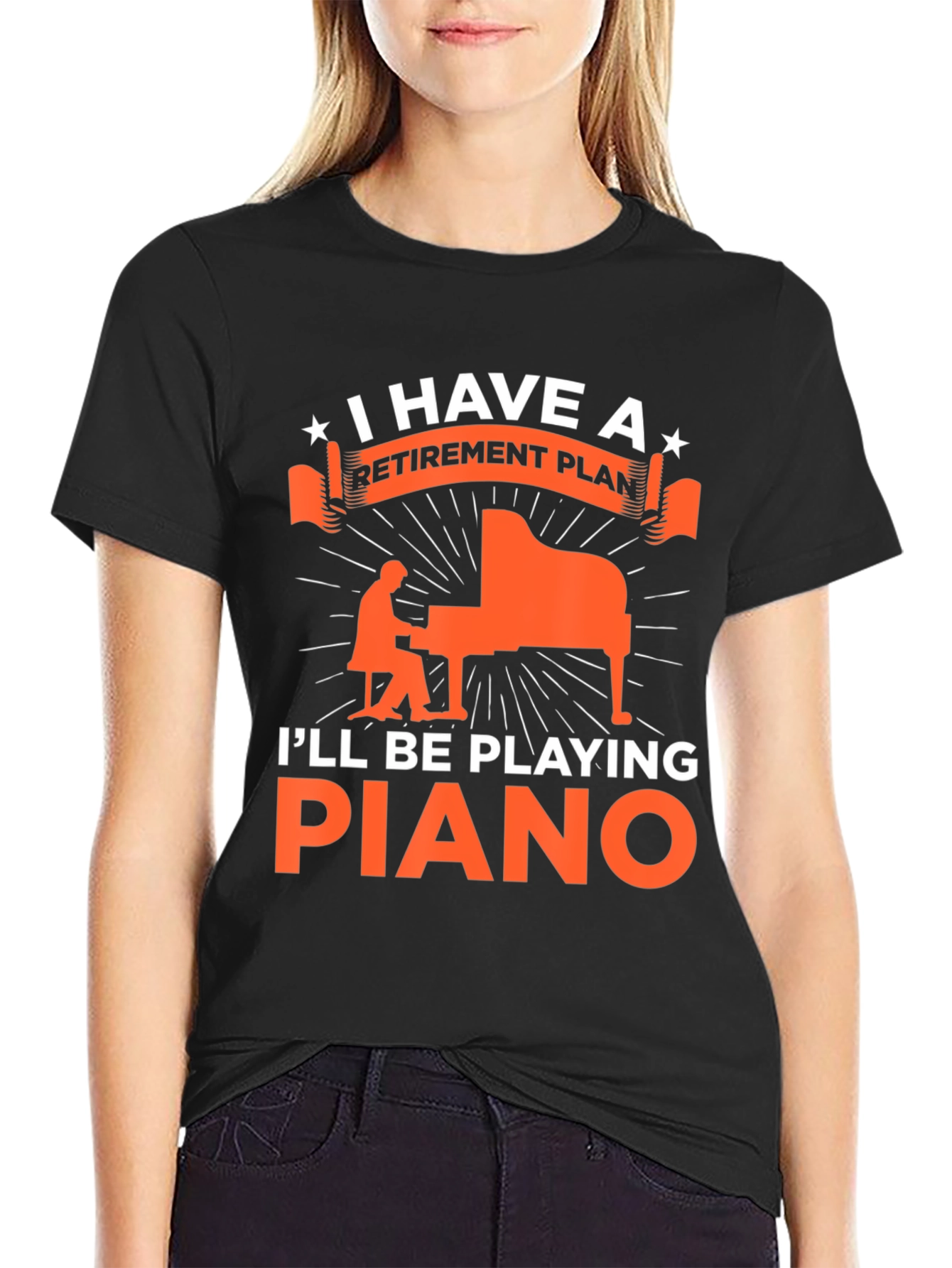 Retirement Plan Piano Player Graphic T-Shirt