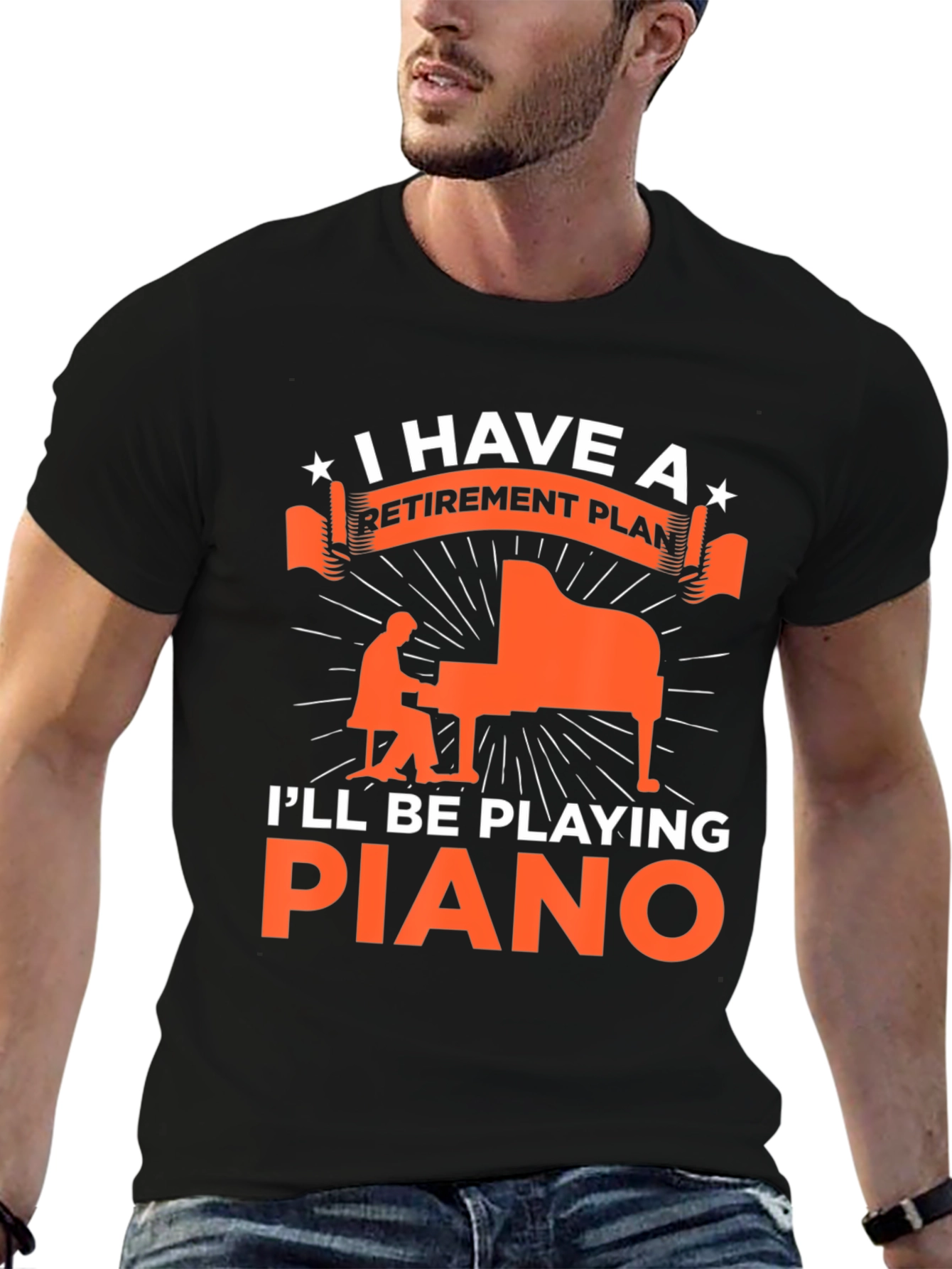 Retirement Plan Piano Player Graphic T-Shirt