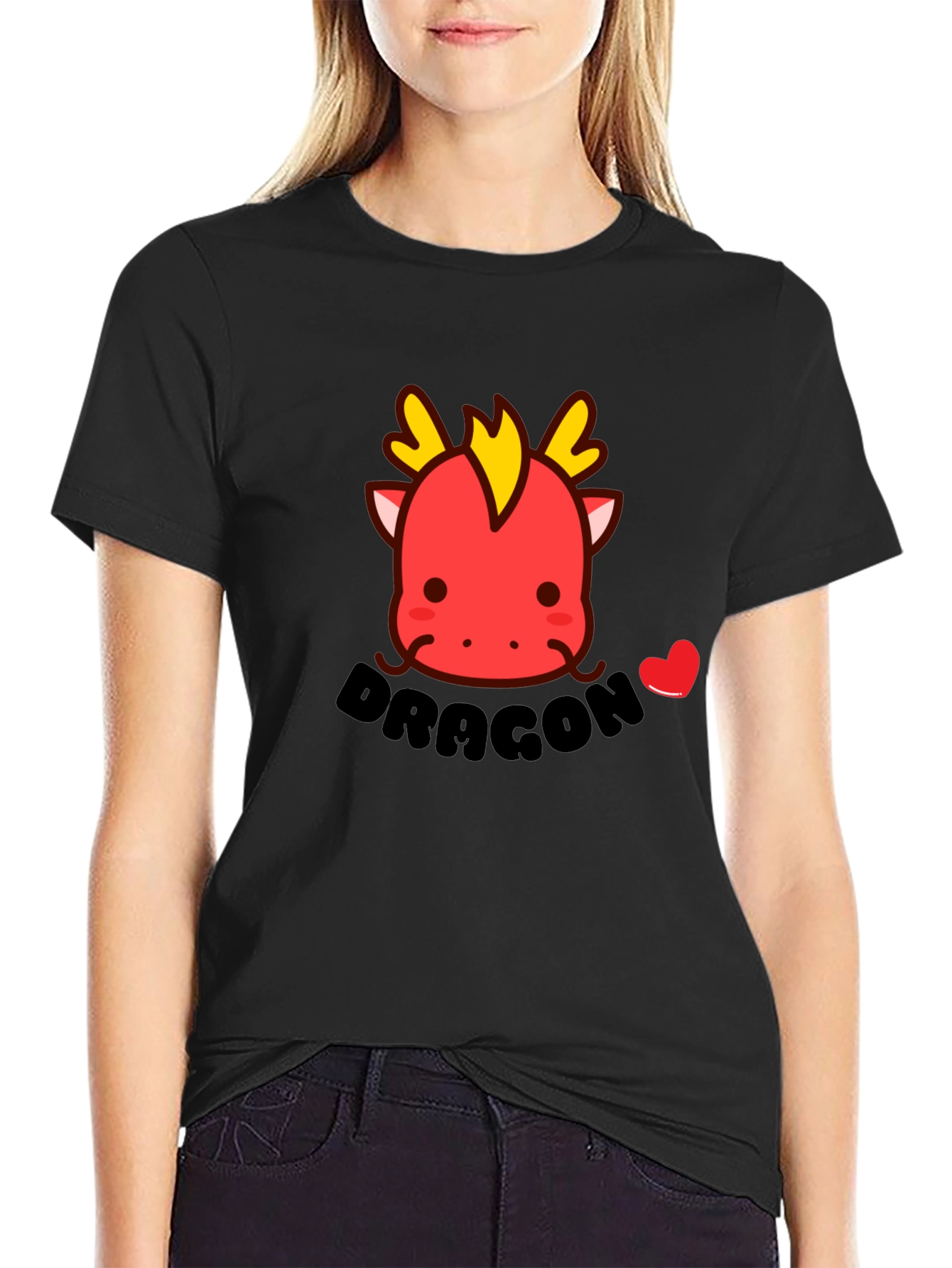 Cute Dragon T-Shirt - Black Cotton Tee