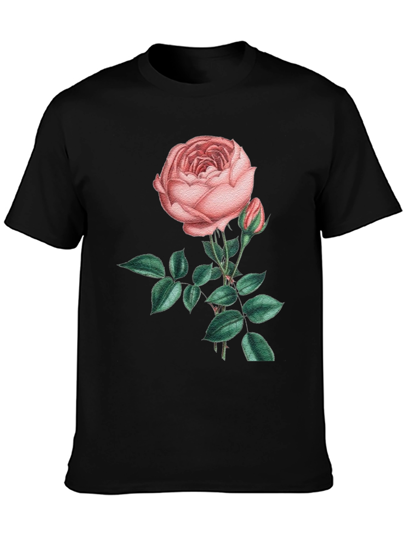 Floral Rose Graphic Black T-Shirt