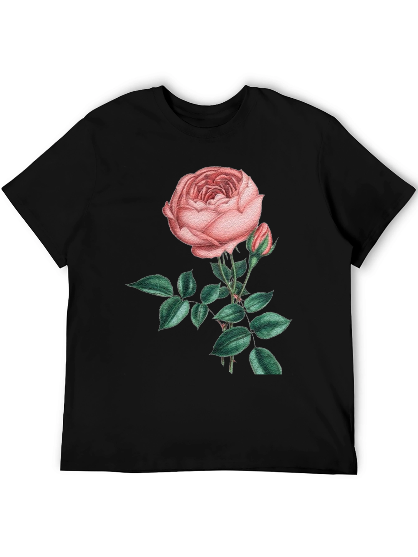 Floral Rose Graphic Black T-Shirt
