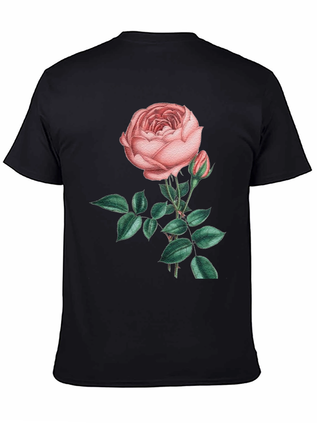 Floral Rose Graphic Black T-Shirt
