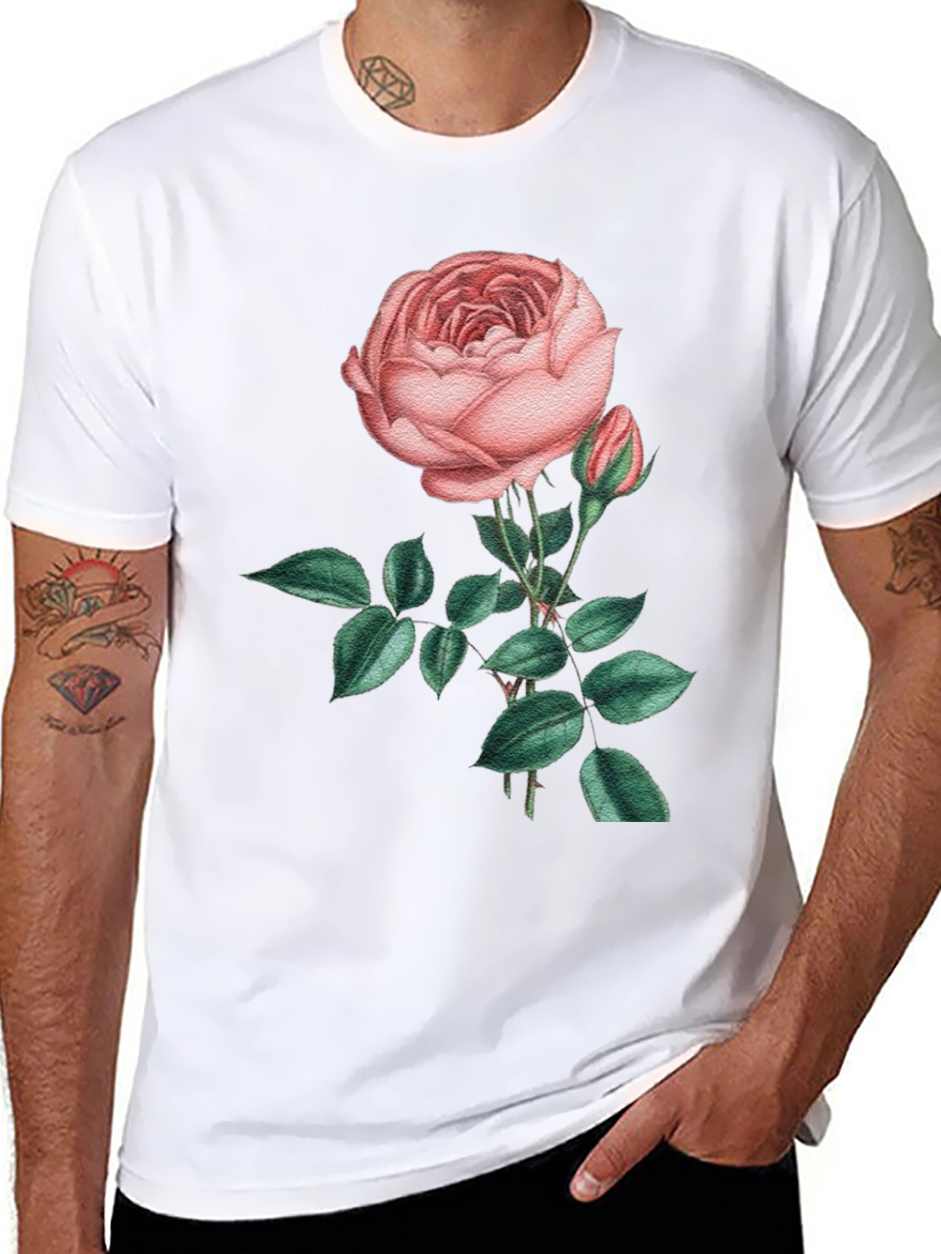 Floral Rose Graphic Black T-Shirt